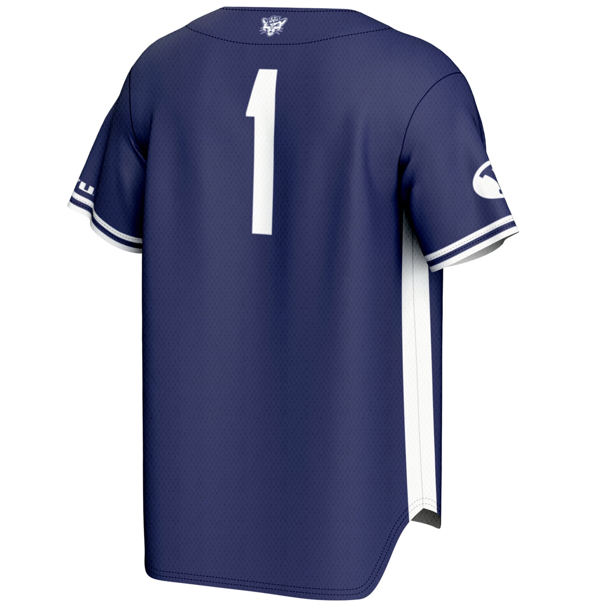 #1 BYU Cougars Youth Lightweight Baseball Jersey Navy - back view
