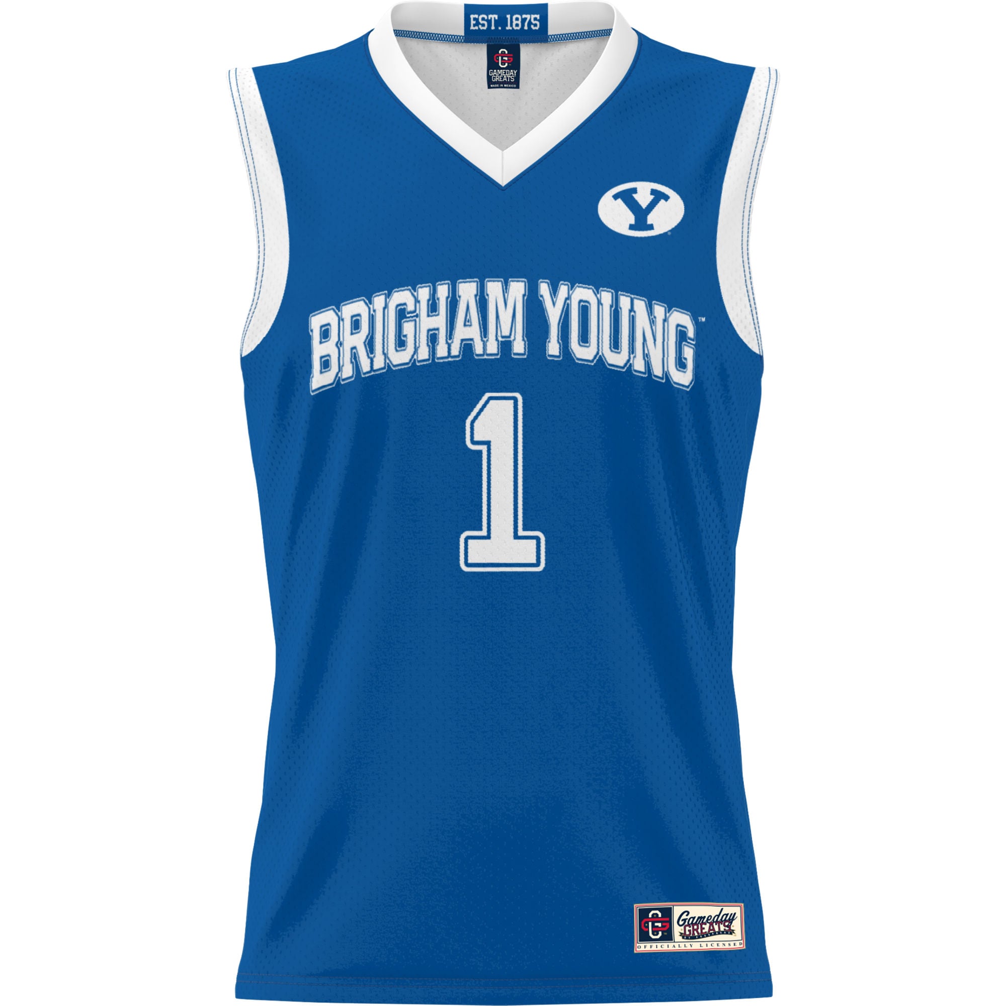 #1 BYU Cougars Youth Lightweight Basketball Jersey Royal - front view