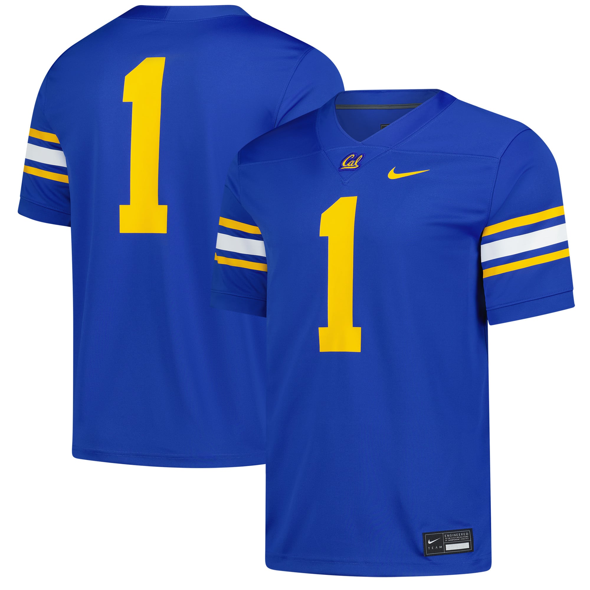 #1 Cal Bears Alternate Football Jersey Royal - front and back view