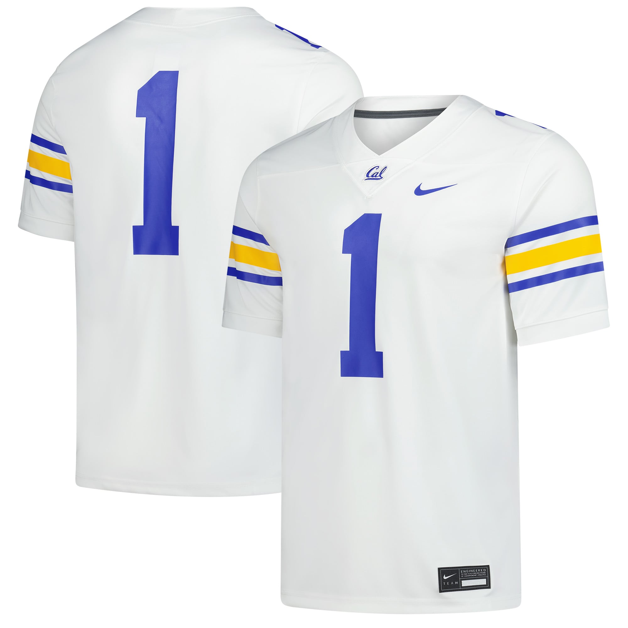 #1 Cal Bears Alternate Football Jersey White - front and back view