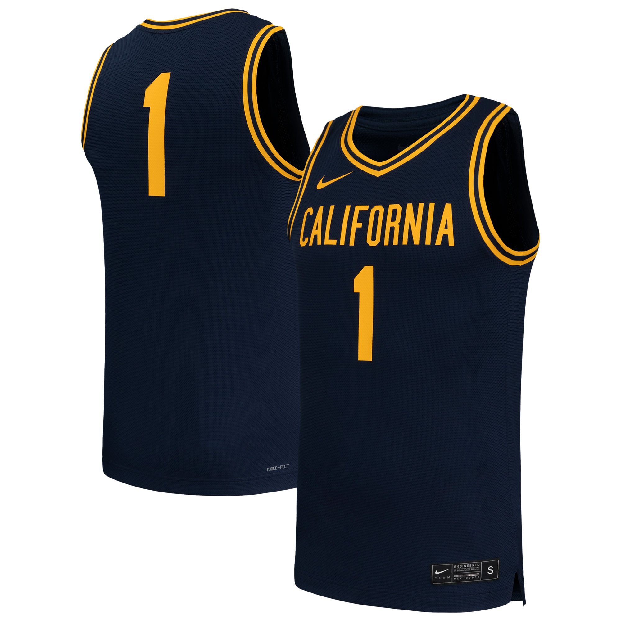 #1 Cal Bears Basketball Jersey Navy - front and back view
