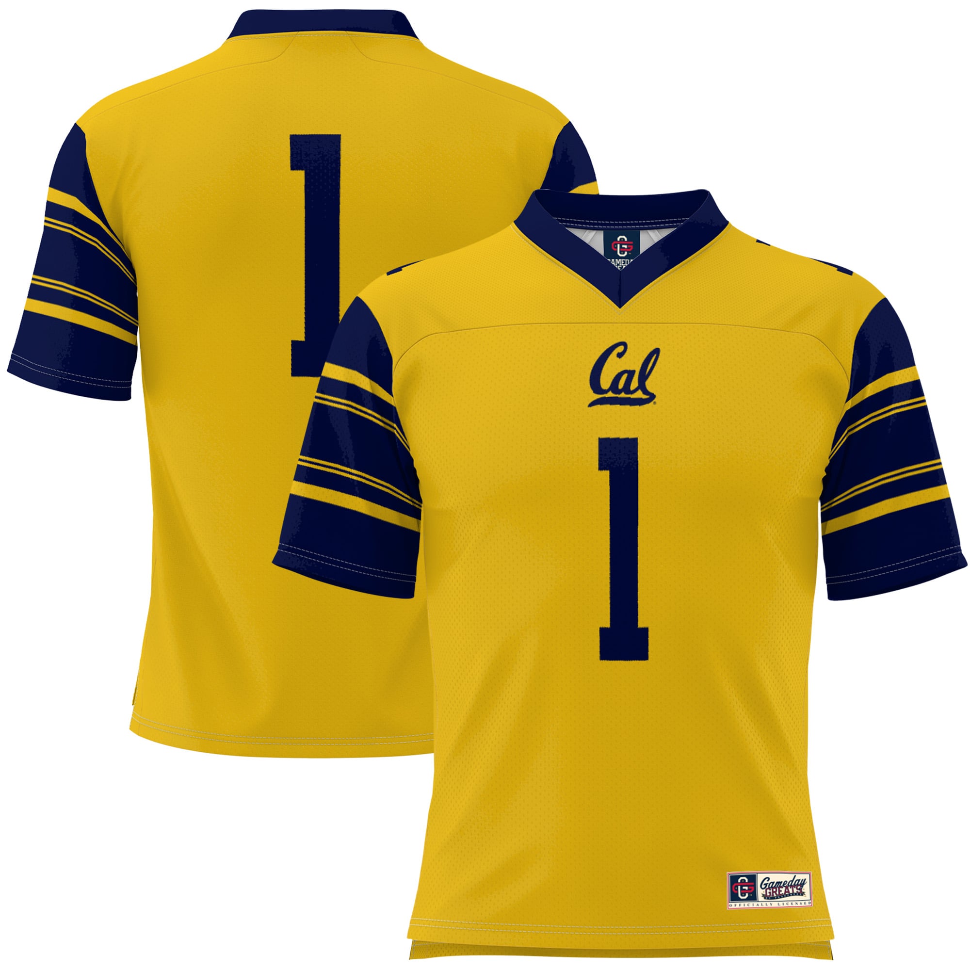 #1 Cal Bears Youth Football Jersey Gold - front and back view