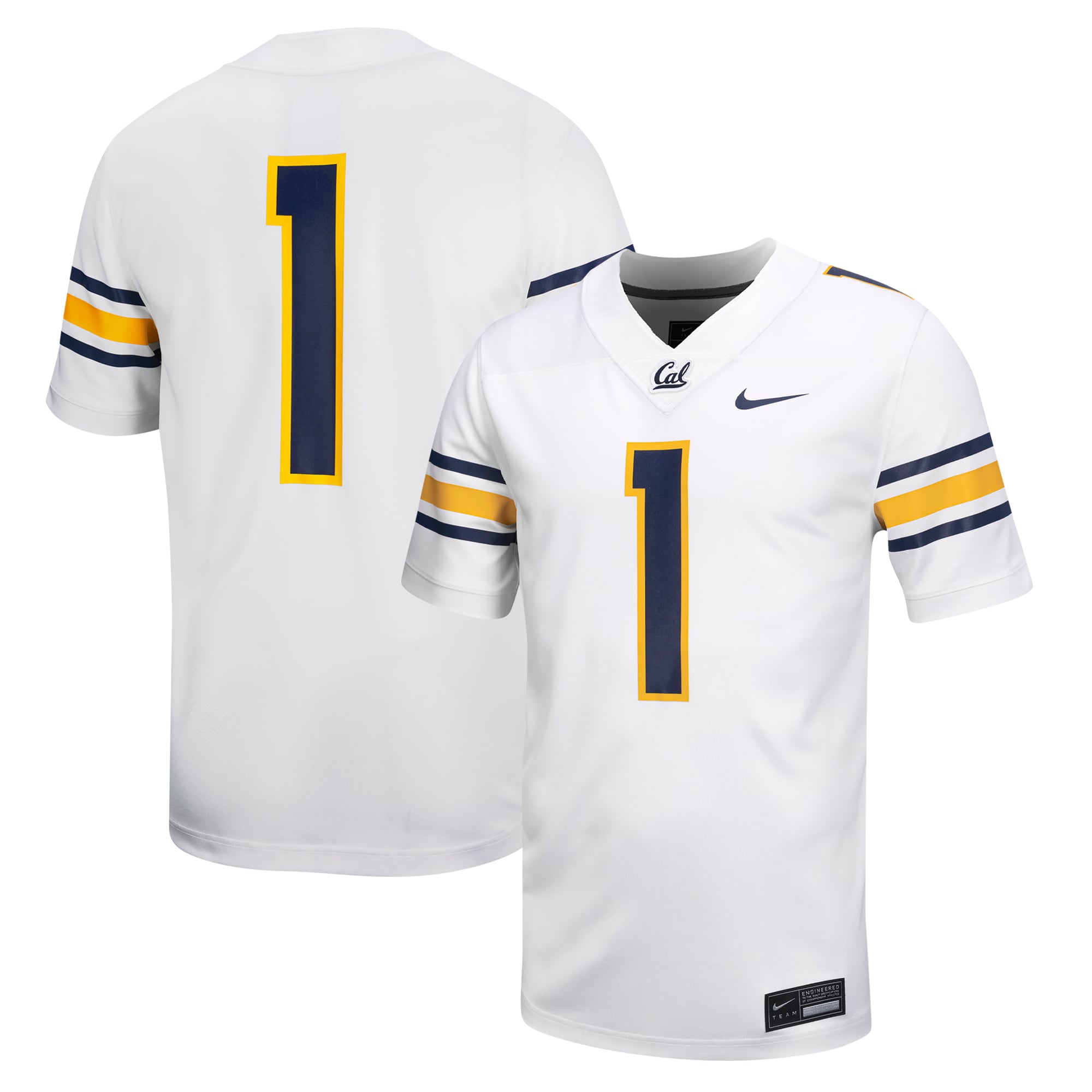 #1 Cal Bears Football Jersey White - front and back view