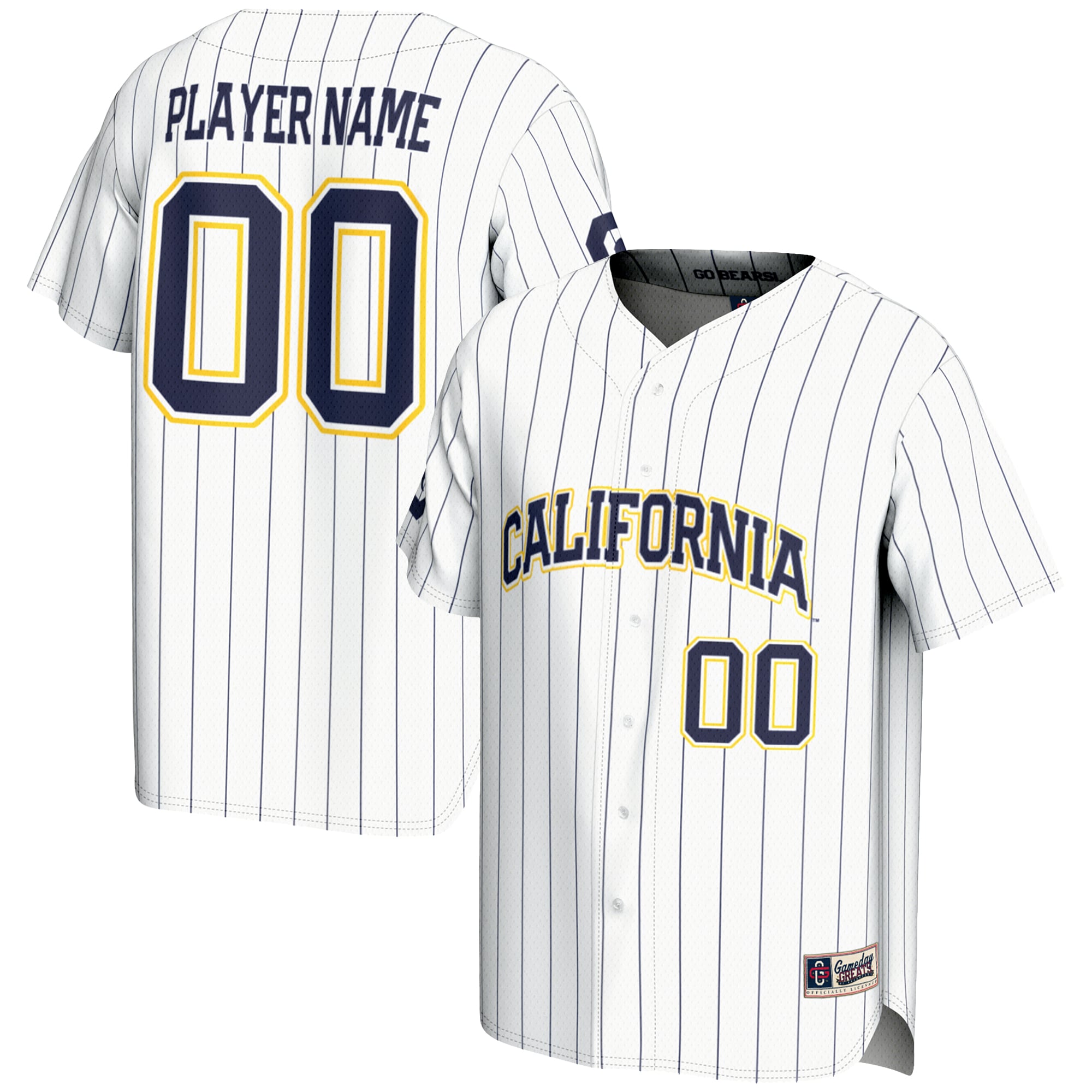 Cal Bears Lightweight Baseball Jersey White - front and back view