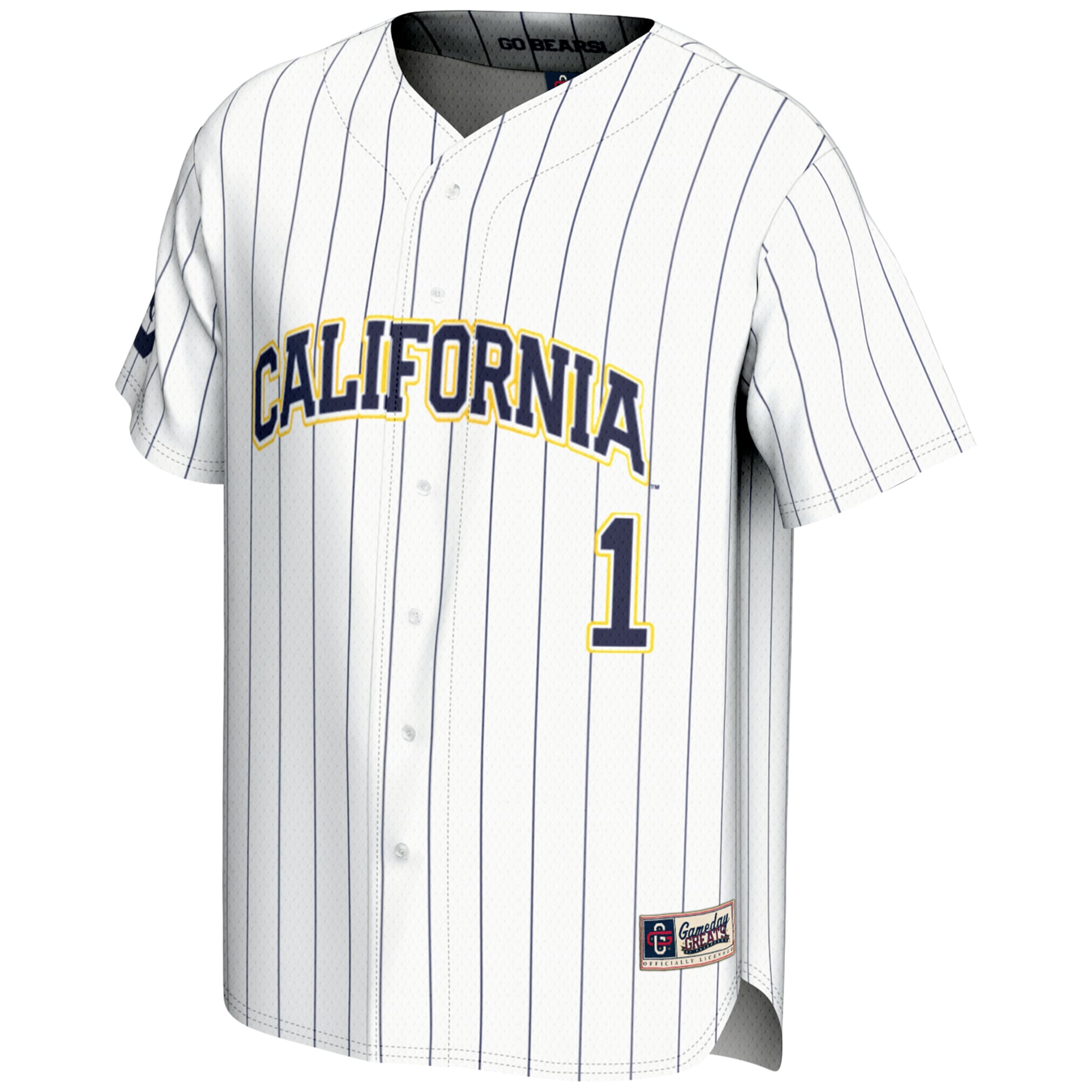 #1 Cal Bears Lightweight Baseball Jersey White - front view