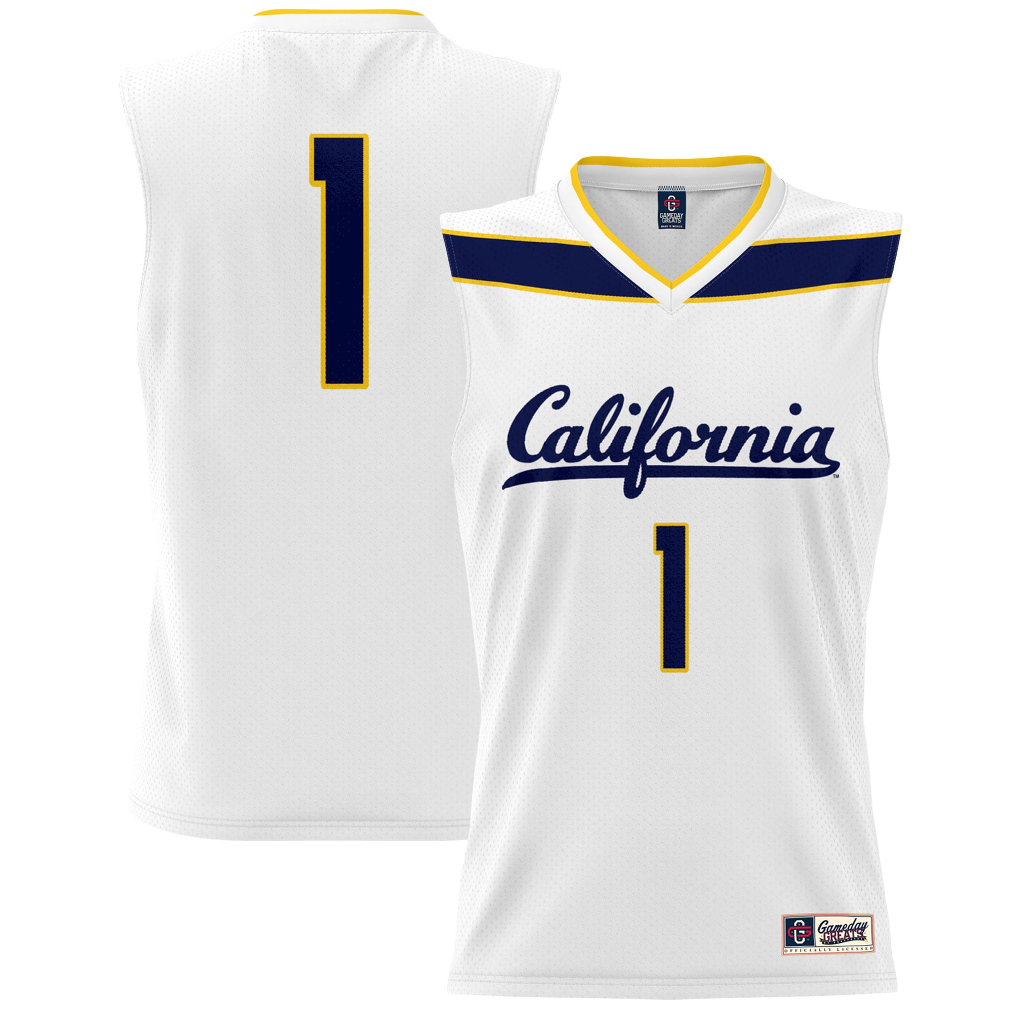 #1 Cal Bears Lightweight Basketball Fashion Jersey White - front and back view