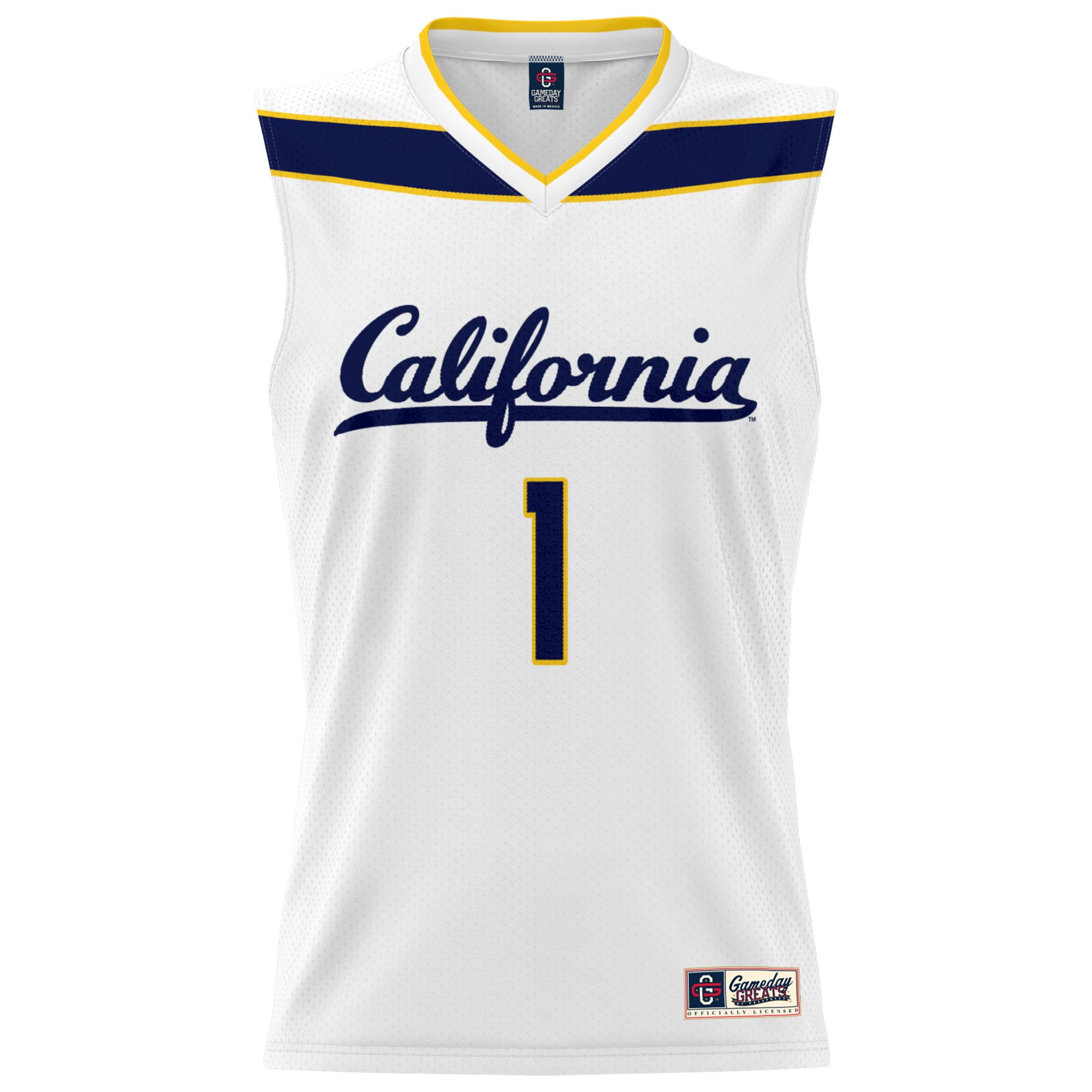 #1 Cal Bears Lightweight Basketball Fashion Jersey White - front view