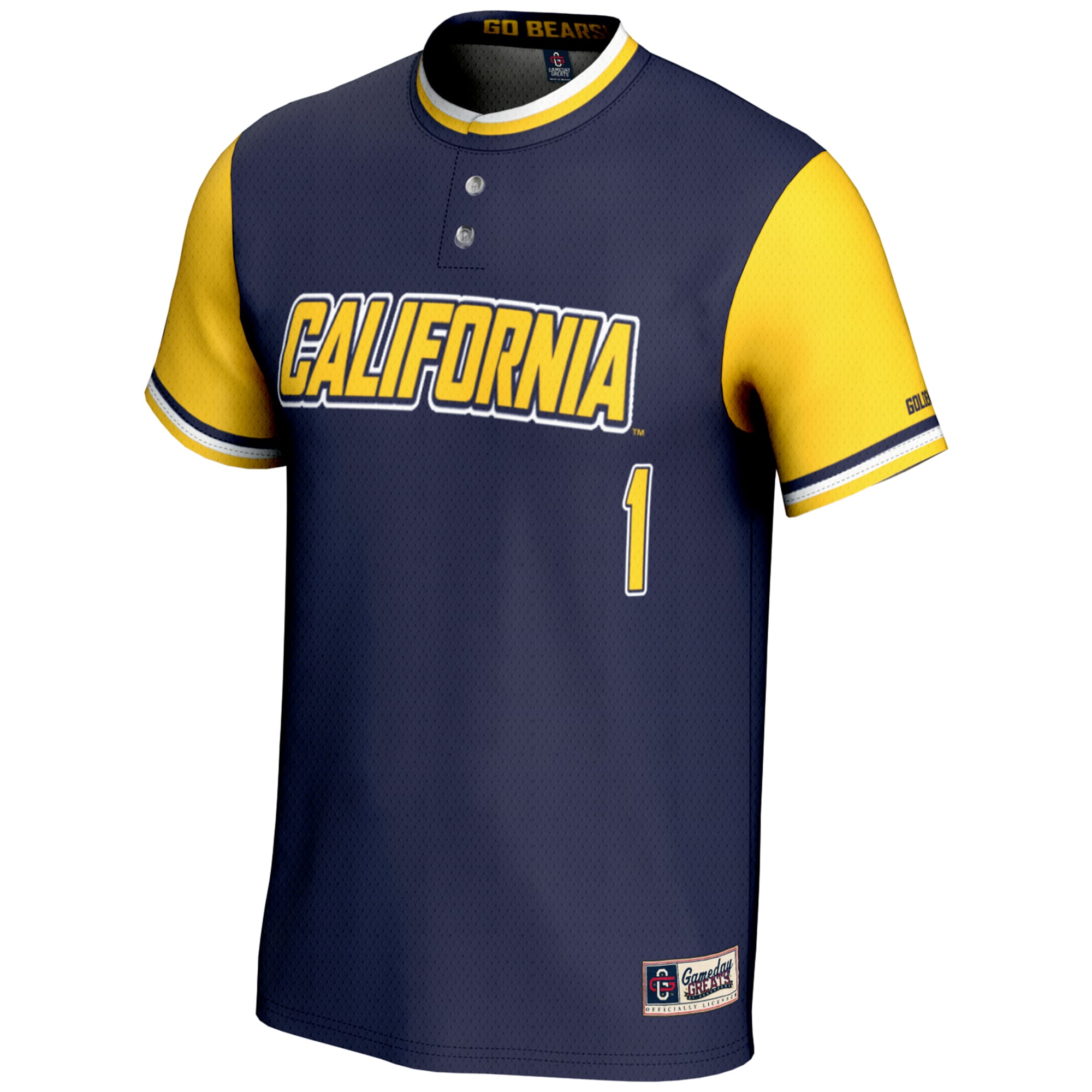 #1 Cal Bears Lightweight Softball Jersey Navy - front view