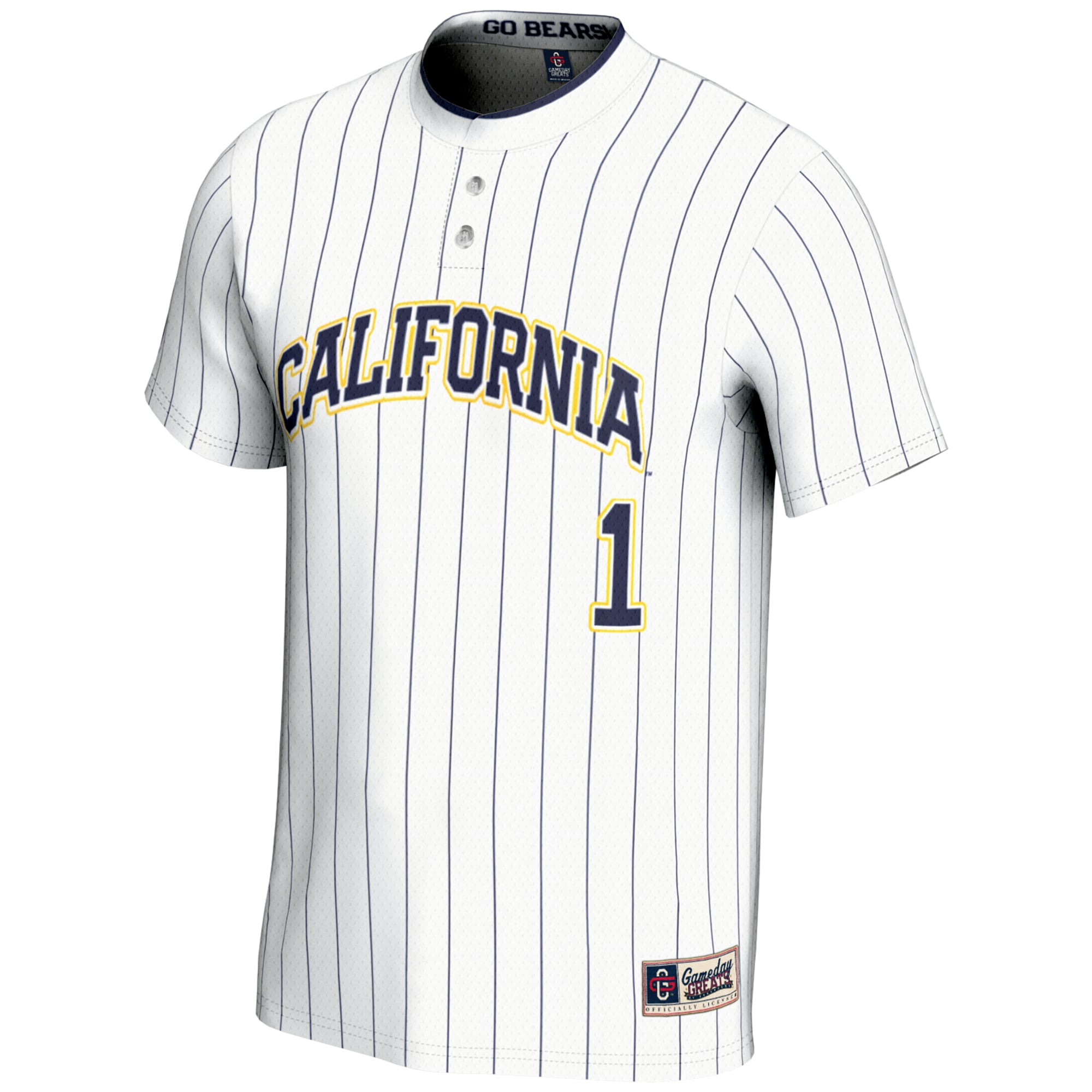 #1 Cal Bears Lightweight Softball Jersey White - front view