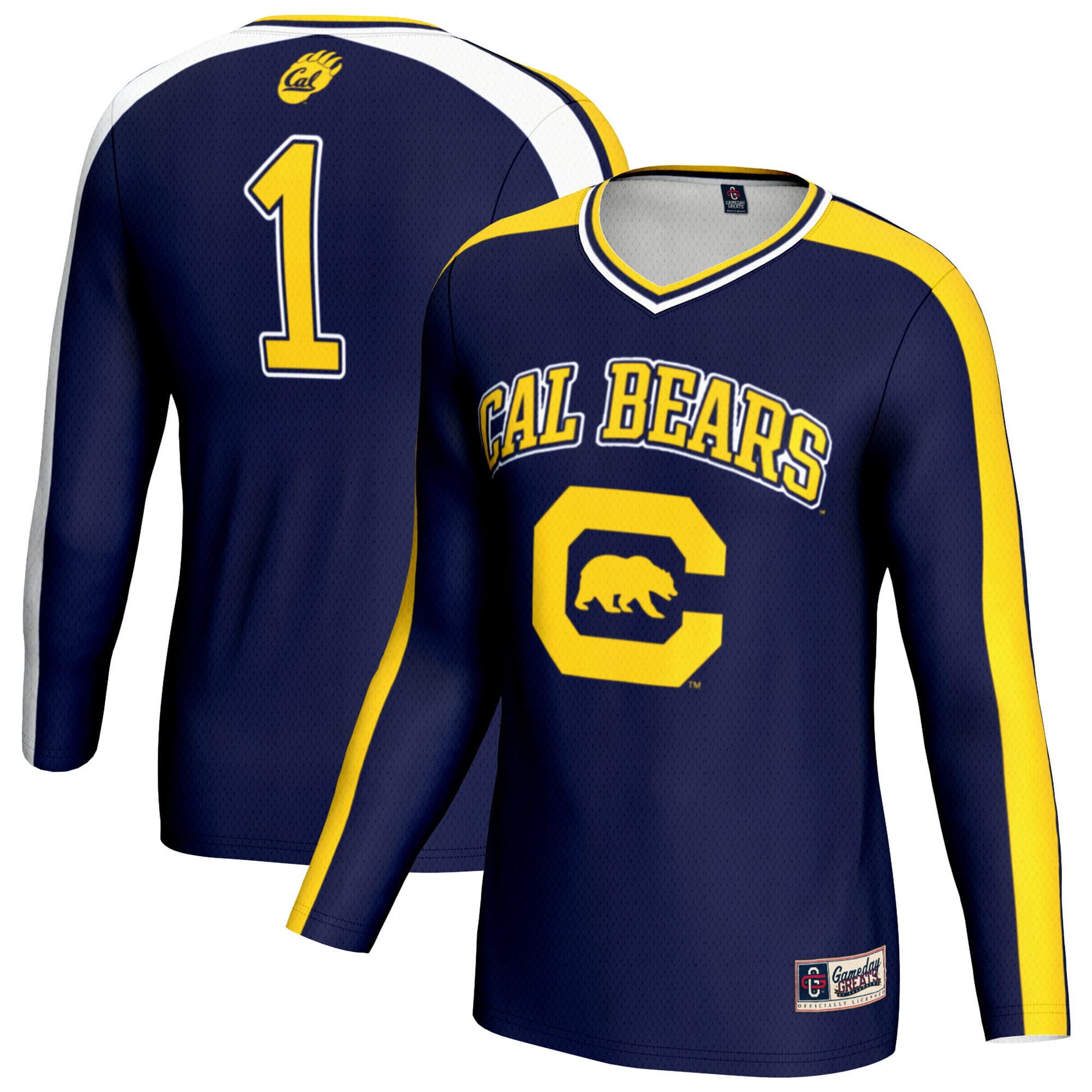Cal Bears Unisex #1 Lightweight Volleyball Fashion Jersey Navy - front and back view