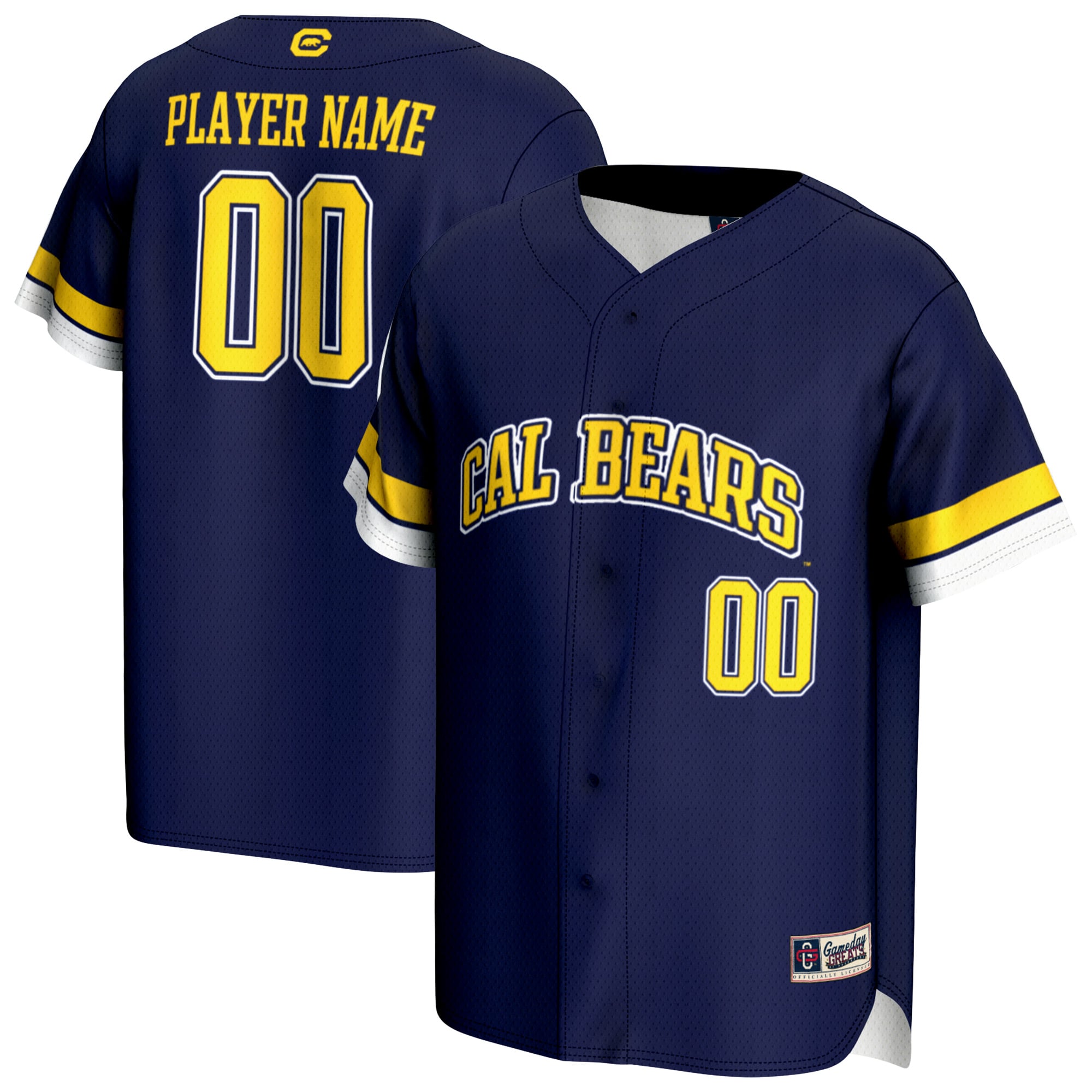 Cal Bears Unisex Lightweight Baseball Jersey Navy - front and back view