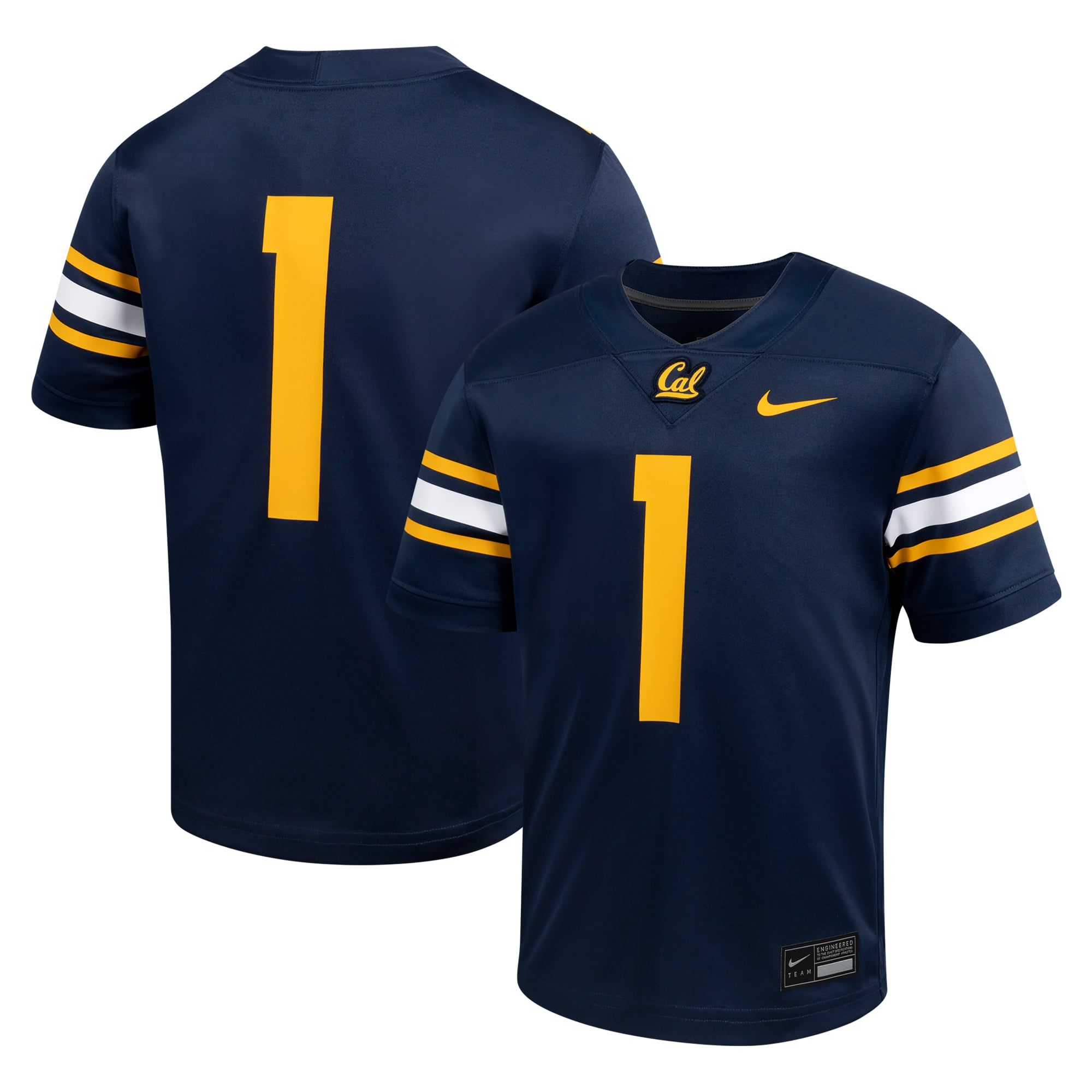 #1 Cal Bears Youth Football Jersey Navy - front and back view