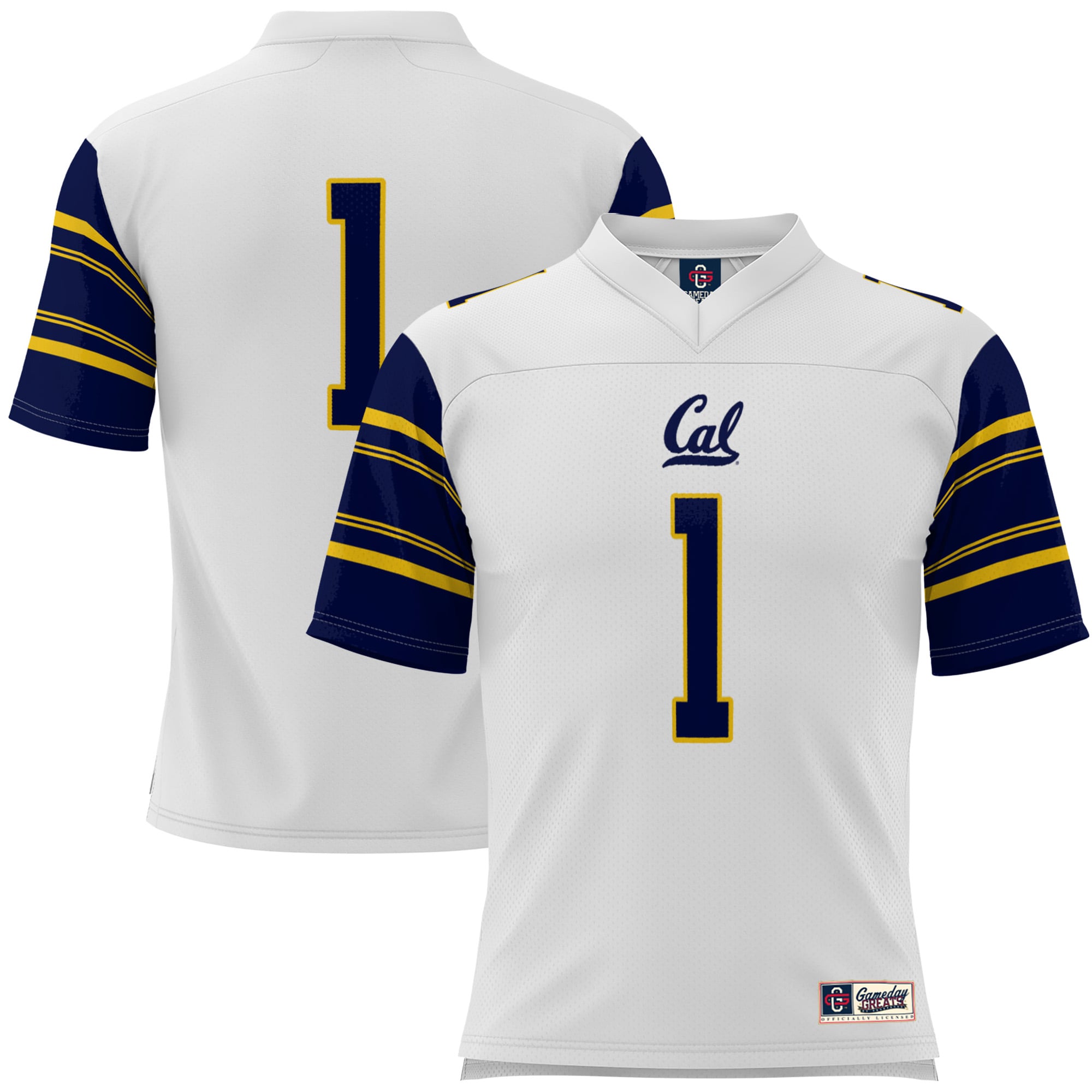 #1 Cal Bears Youth Football Jersey White - front and back view