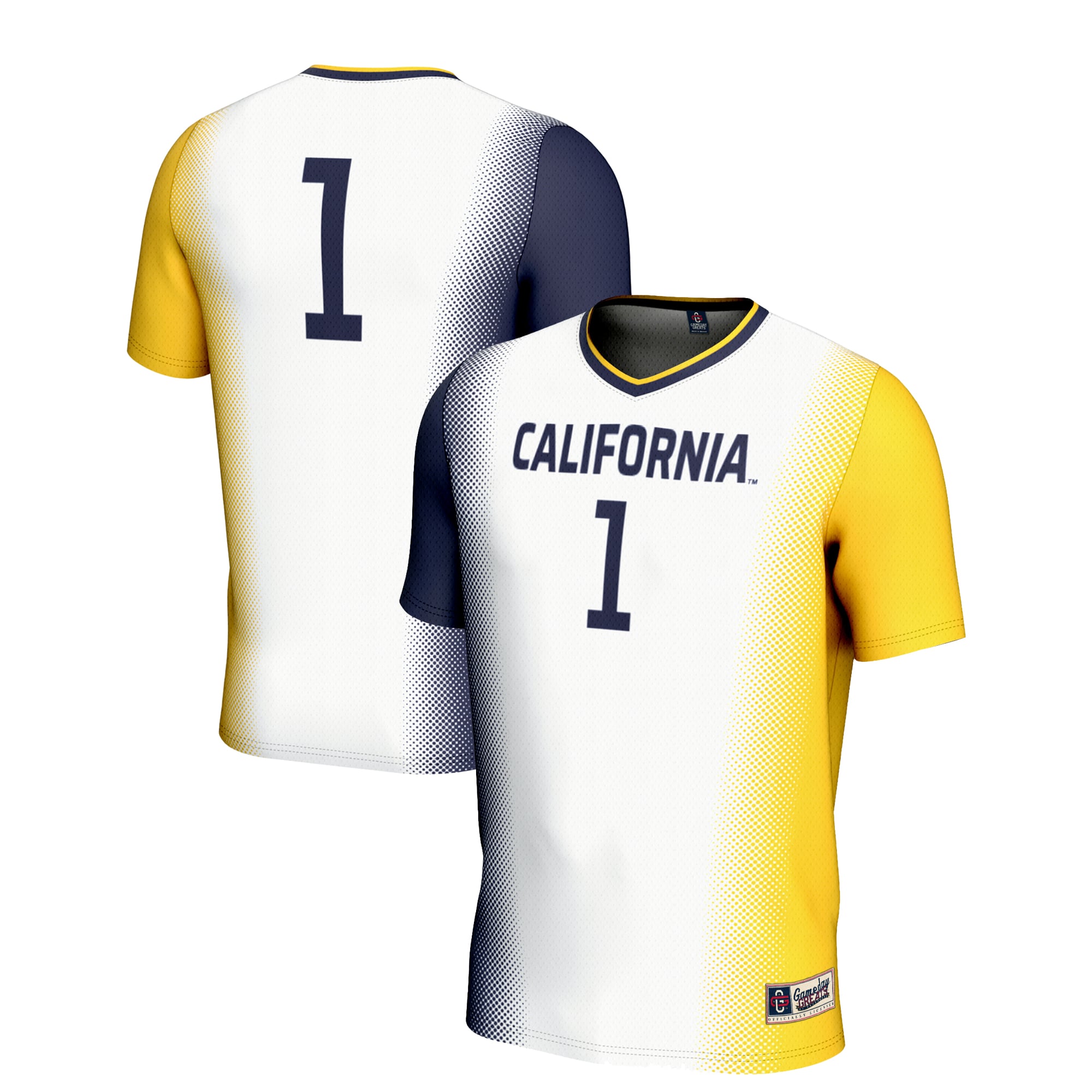 #1 Cal Bears Youth Lightweight Women's Soccer Jersey White - front and back view