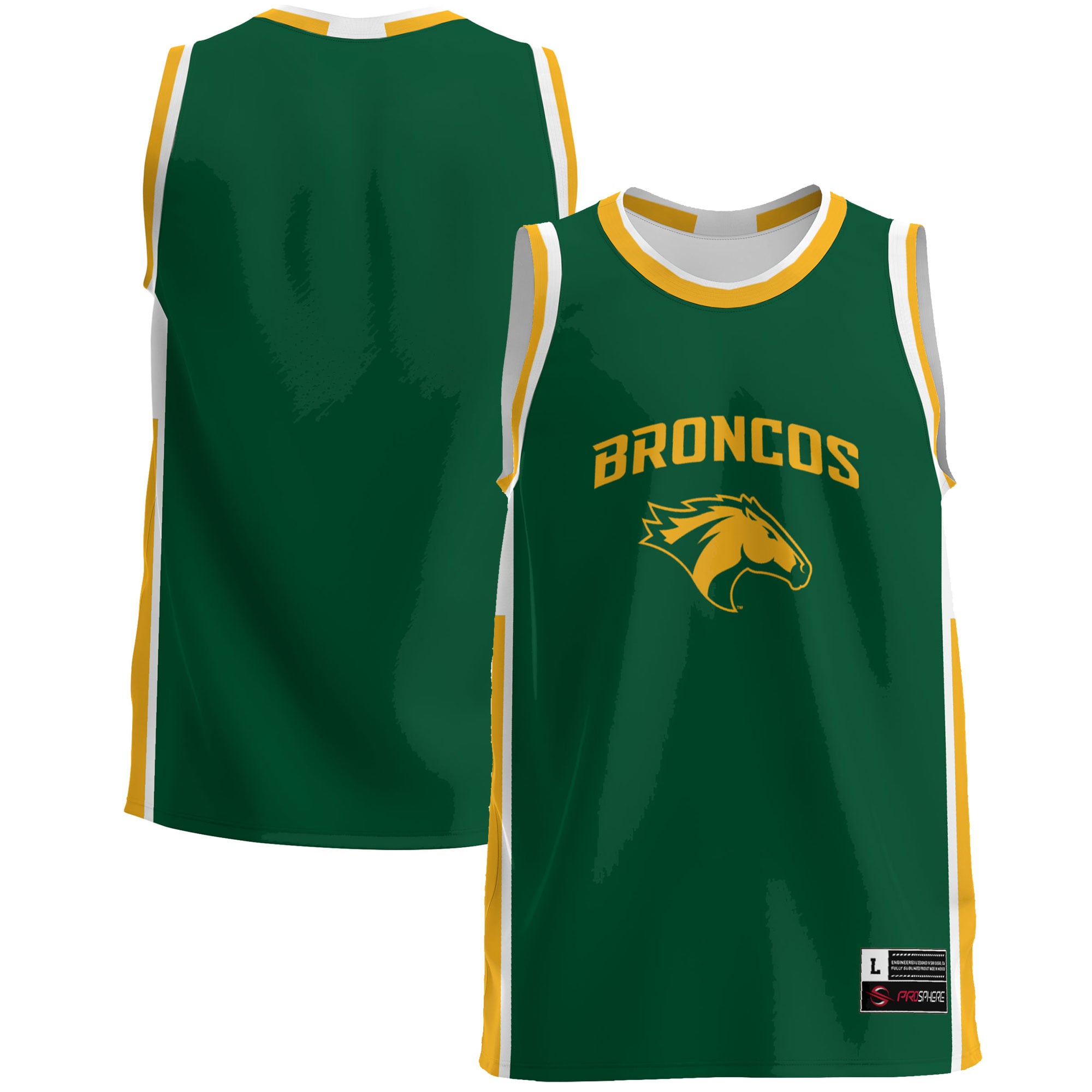 Cal Poly Pomona Broncos Lightweight Basketball Jersey Green - front and back view