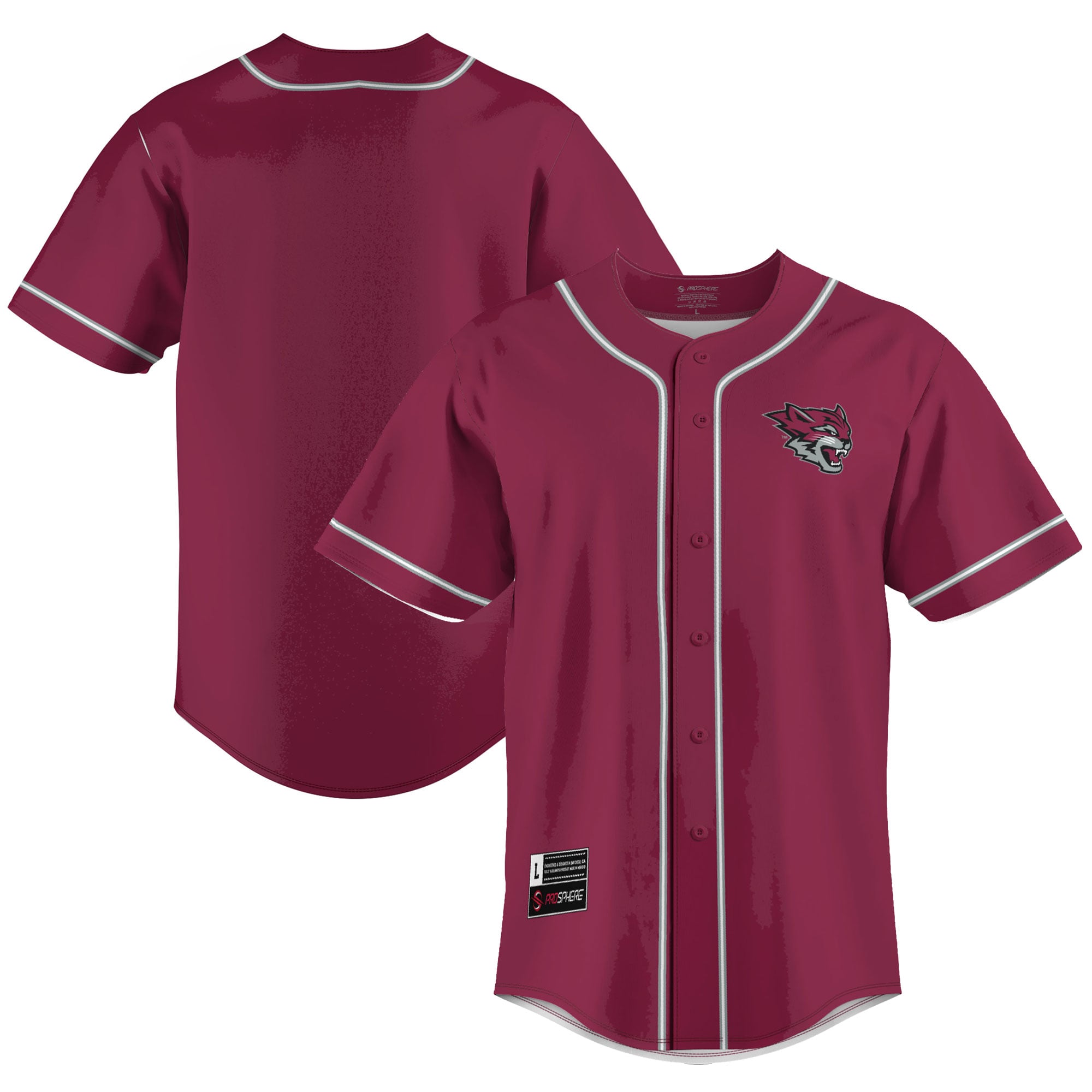 Cal State Chico Wildcats Lightweight Baseball Jersey Cardinal - front and back view