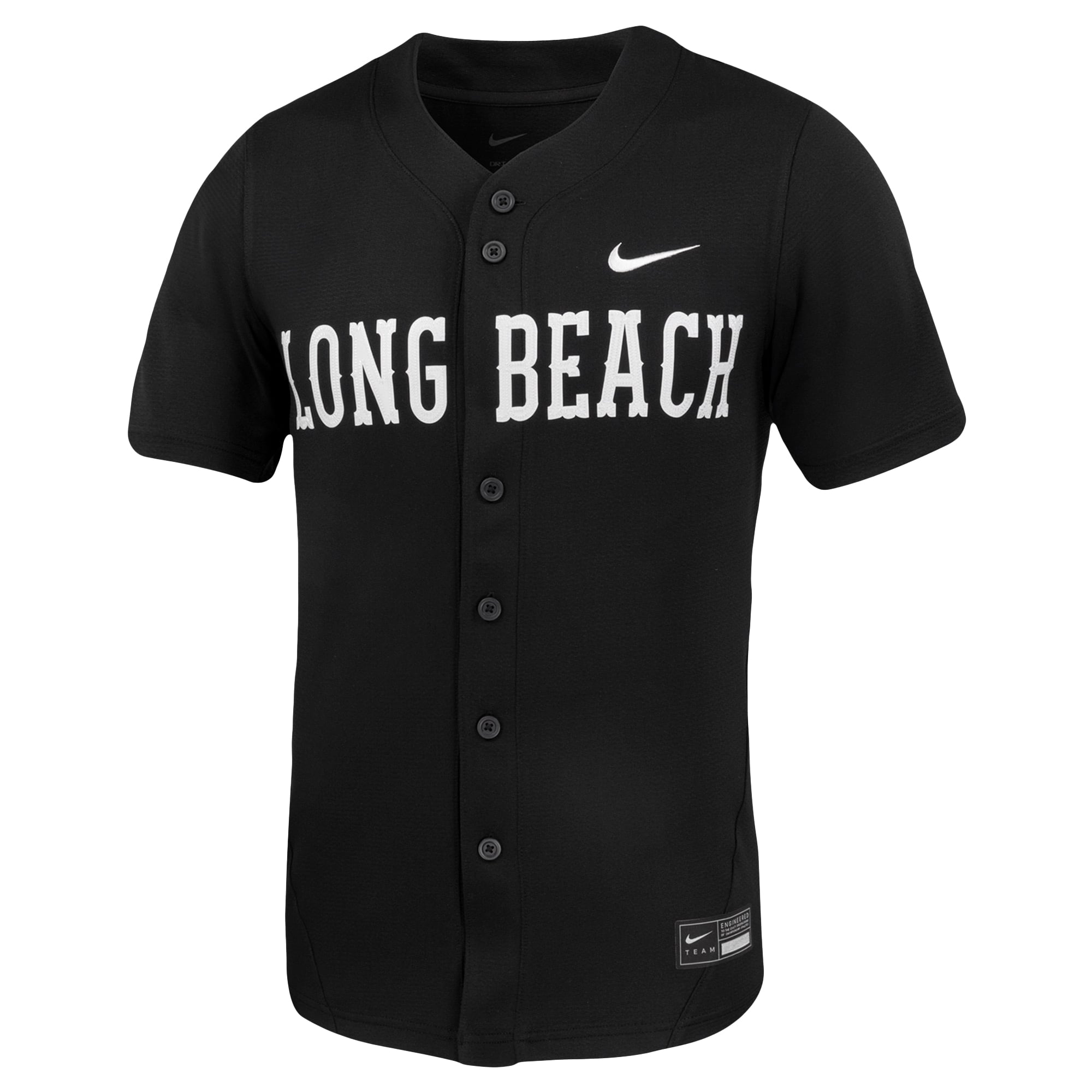 Cal State Long Beach The Beach Baseball Jersey Black - front view