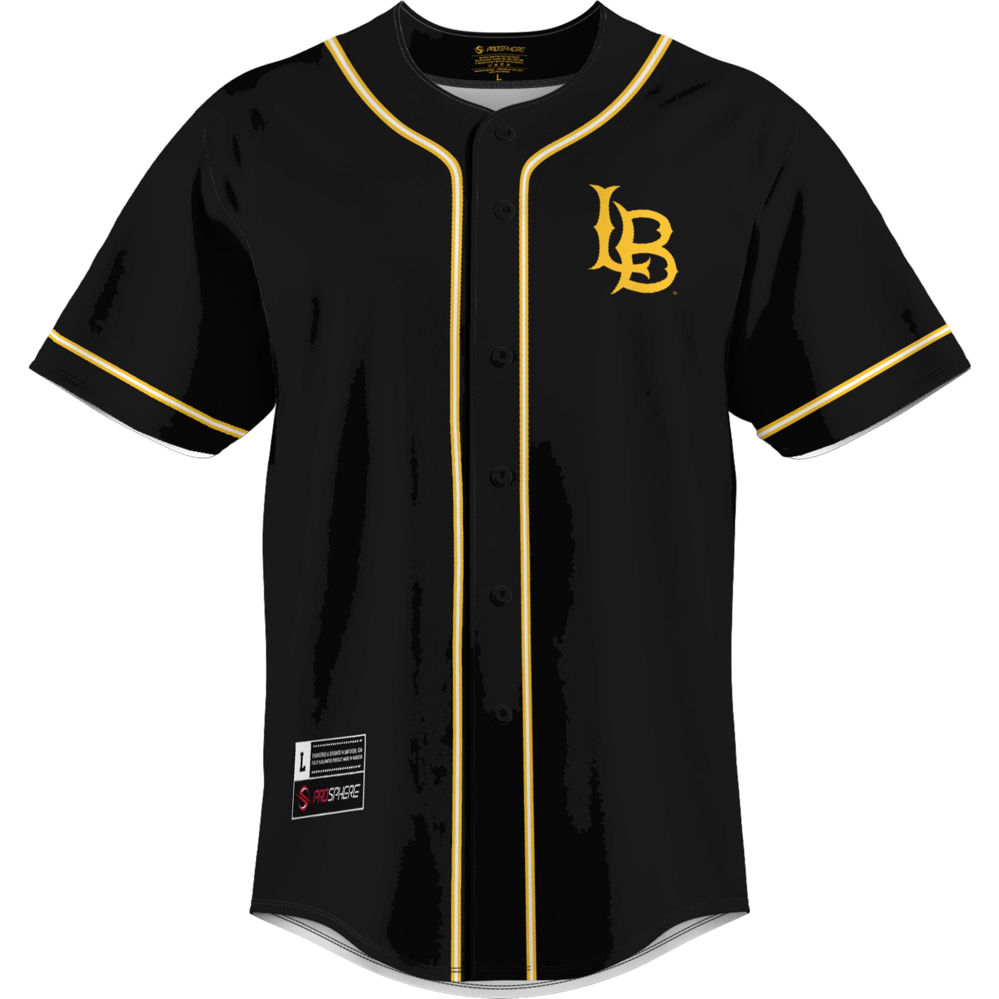 Cal State Long Beach The Beach Lightweight Baseball Jersey Gold - front view