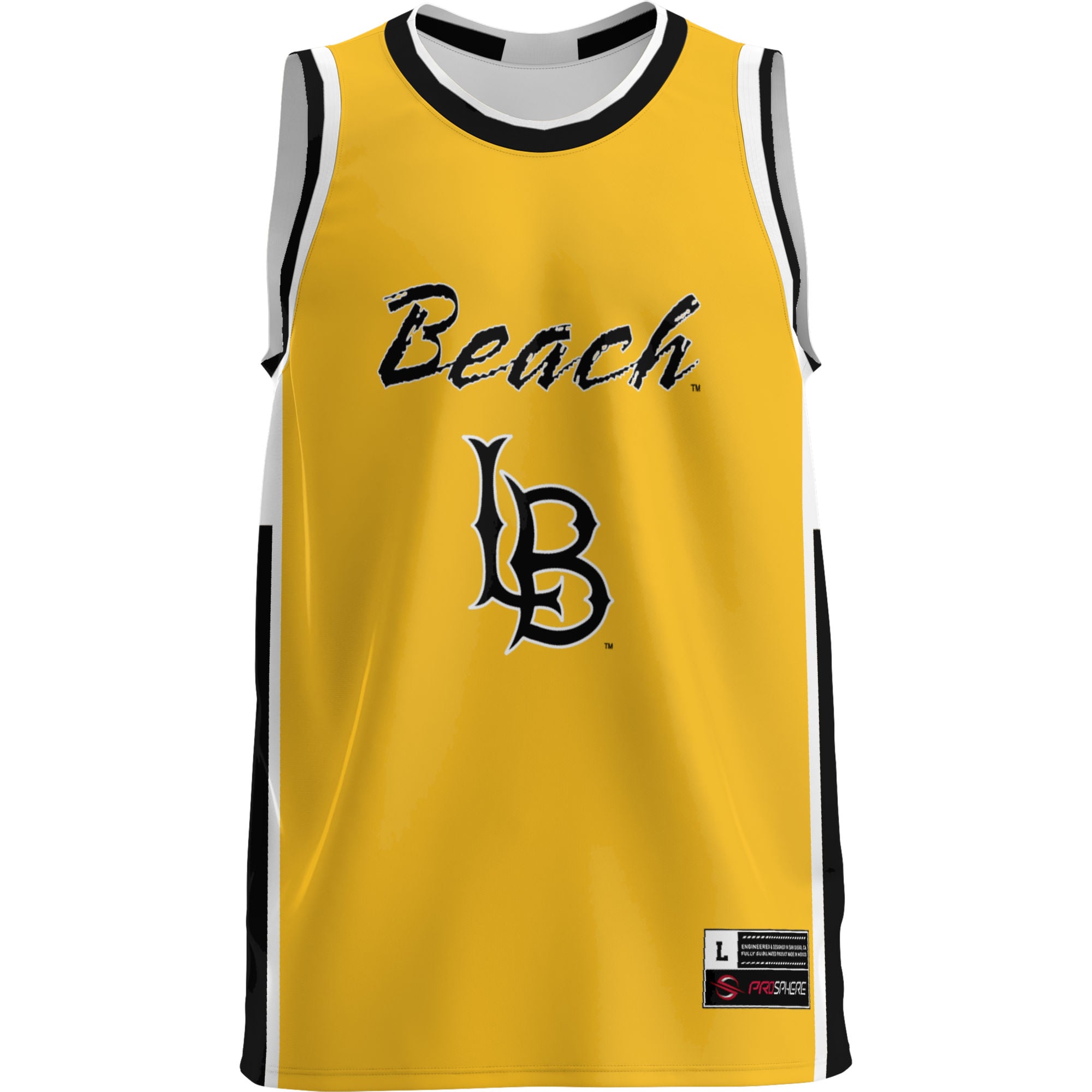 Cal State Long Beach The Beach Lightweight Basketball Jersey Gold - front view