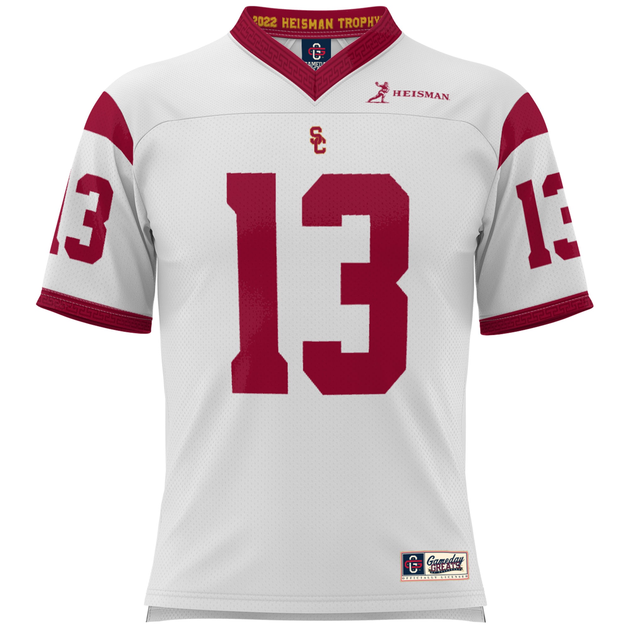 Caleb Williams USC Trojans Lightweight Heisman Memorial Jersey White - front view
