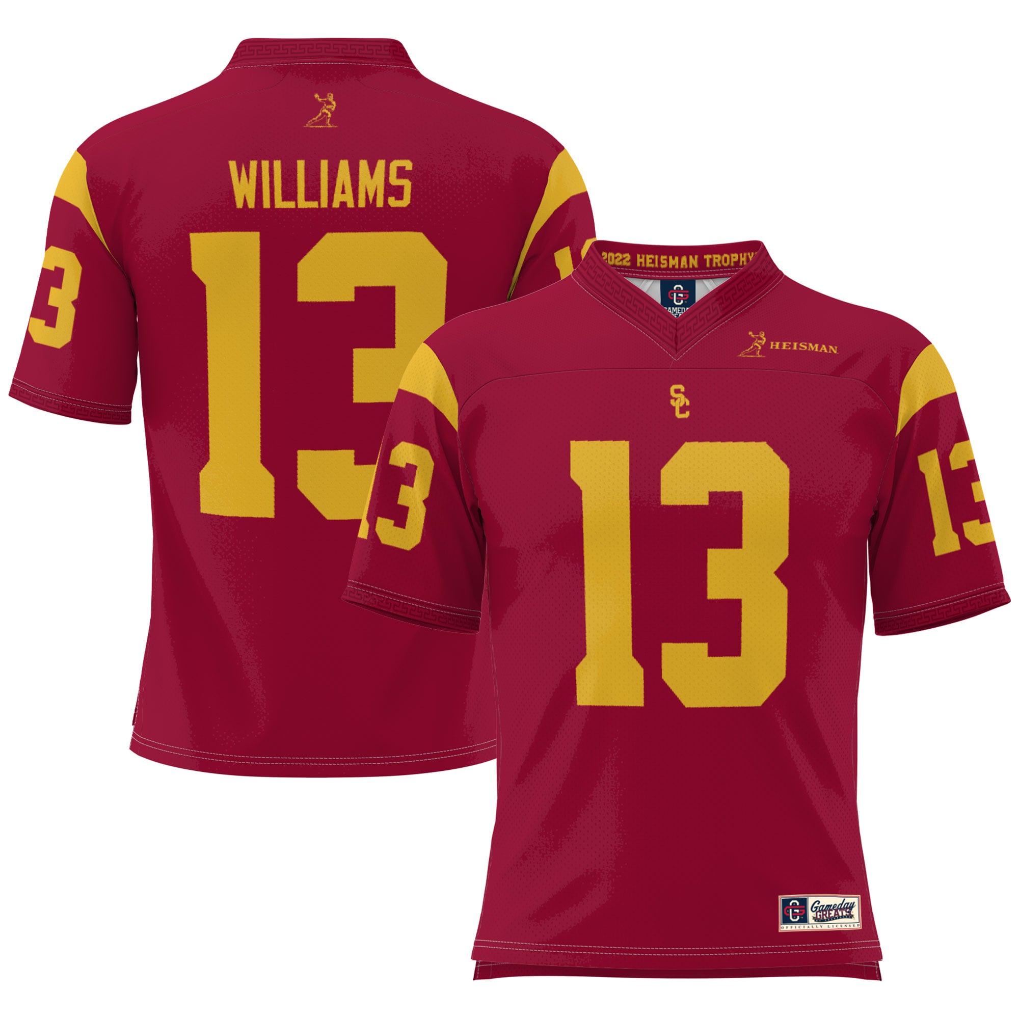 Caleb Williams USC Trojans Youth Heisman Memorial Jersey Lightweight- - front and back view