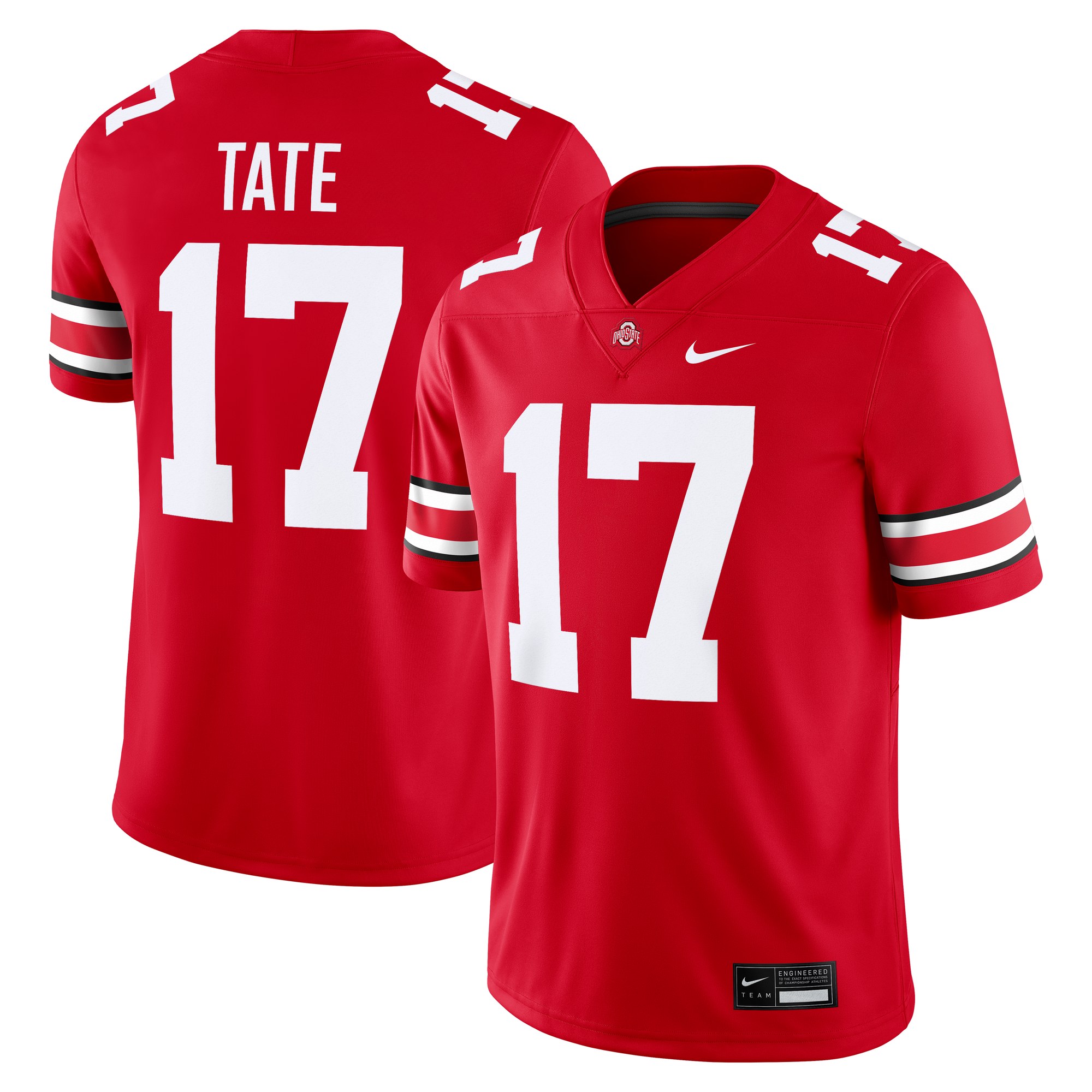 Carnell Tate Ohio State Buckeyes Jersey Scarlet - front and back view