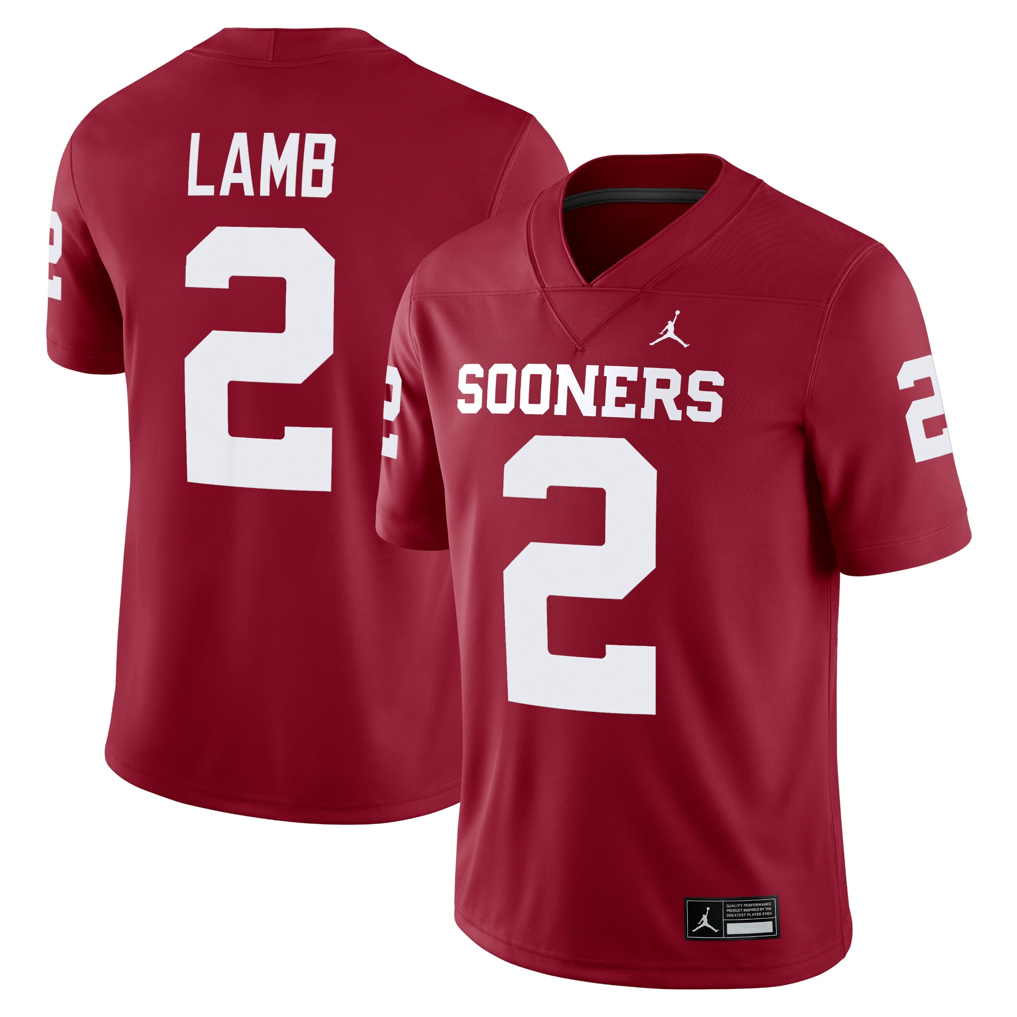 CeeDee Lamb Oklahoma Sooners Alumni Player Jersey Crimson - front and back view