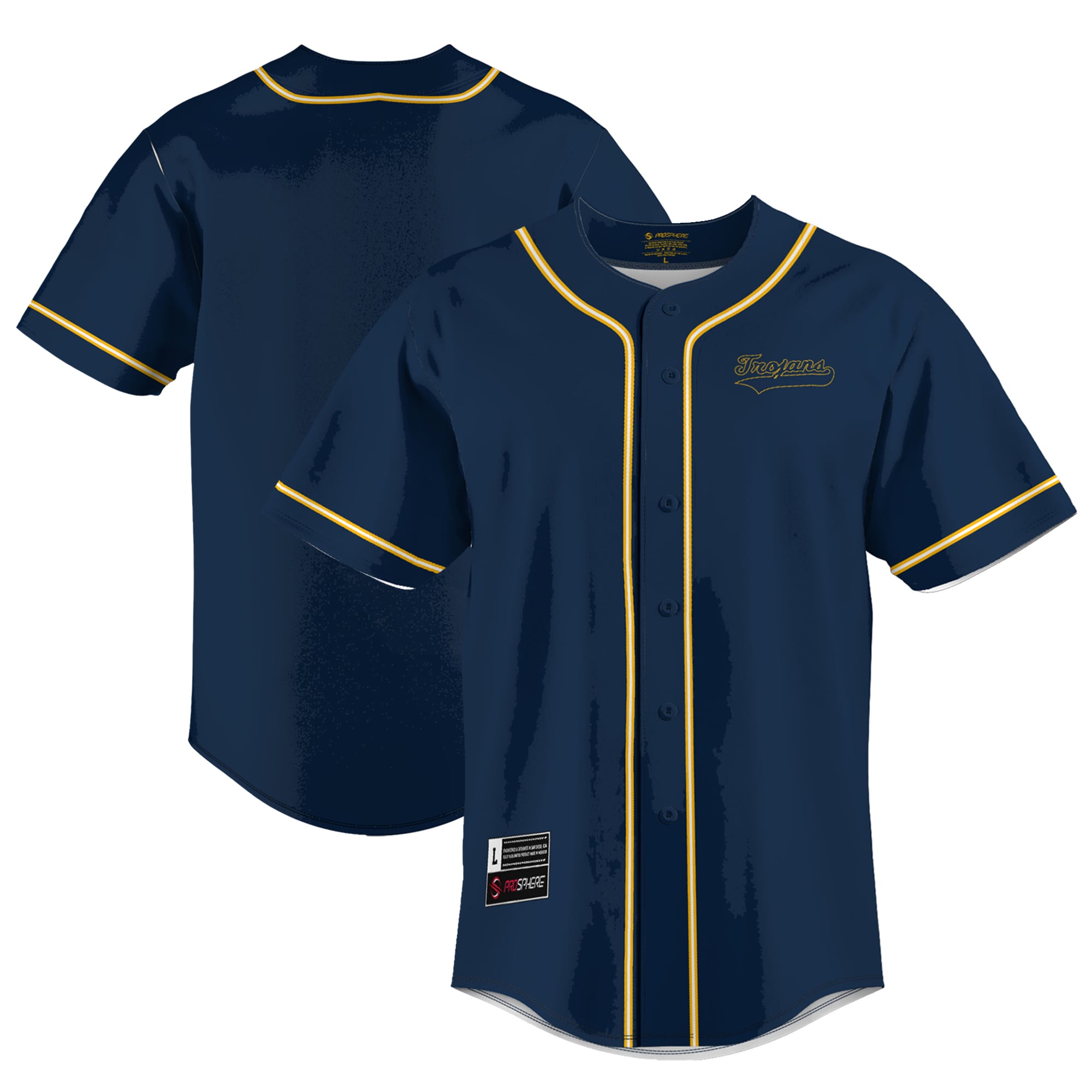 Central Alabama Community College Trojans Youth Lightweight Baseball Jersey - front and back view