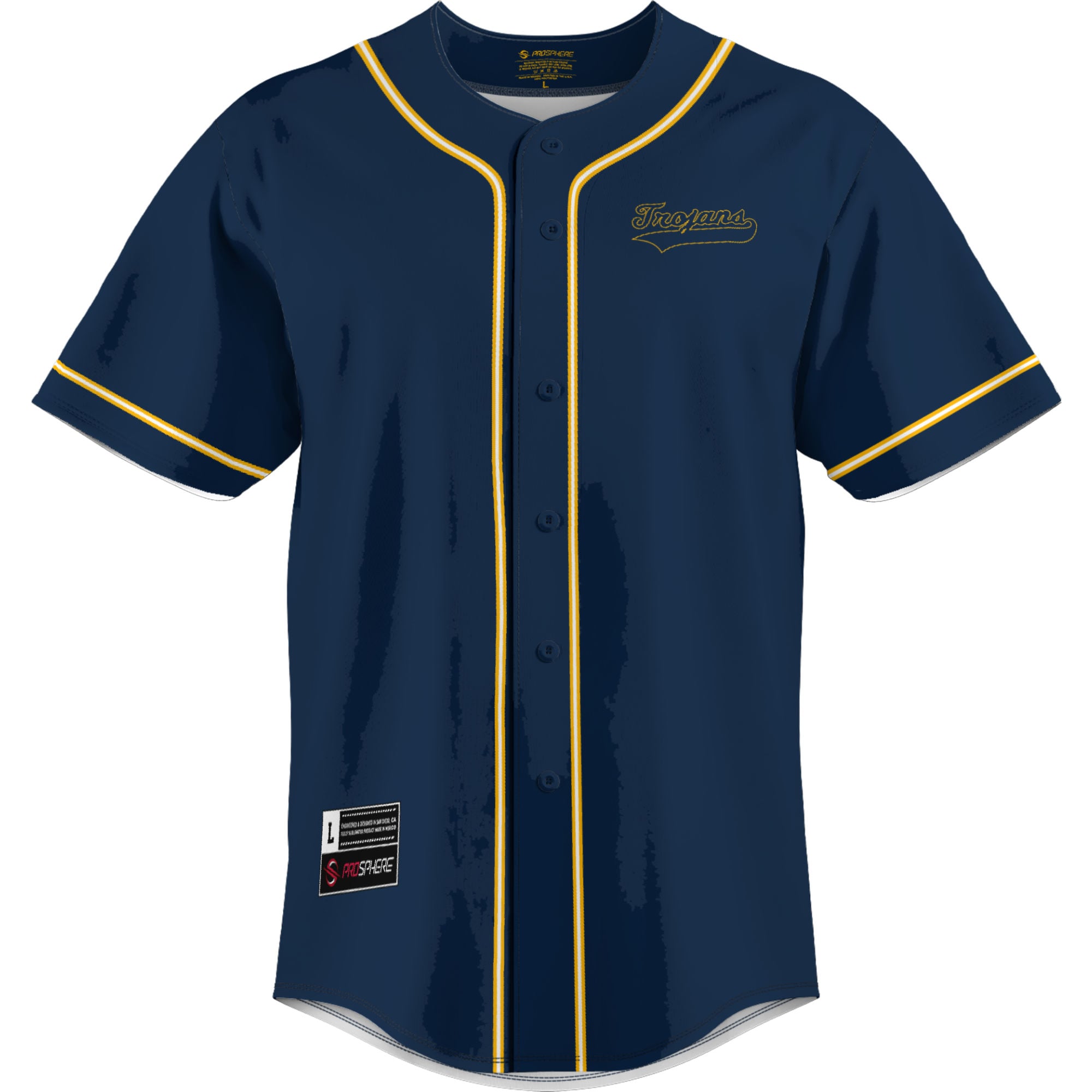 Central Alabama Community College Trojans Youth Lightweight Baseball Jersey Navy - front view