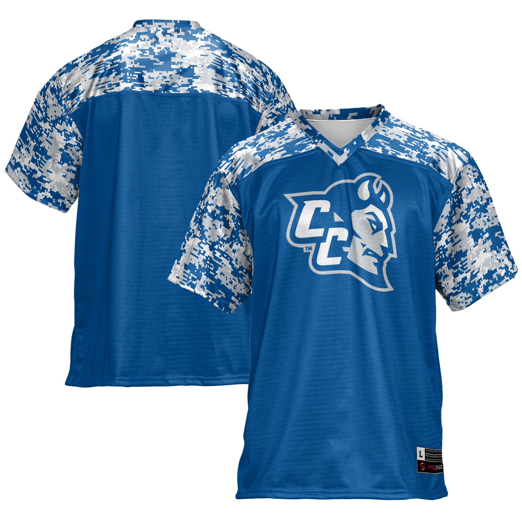 Central Connecticut State Blue Devils Football Jersey Royal - front and back view