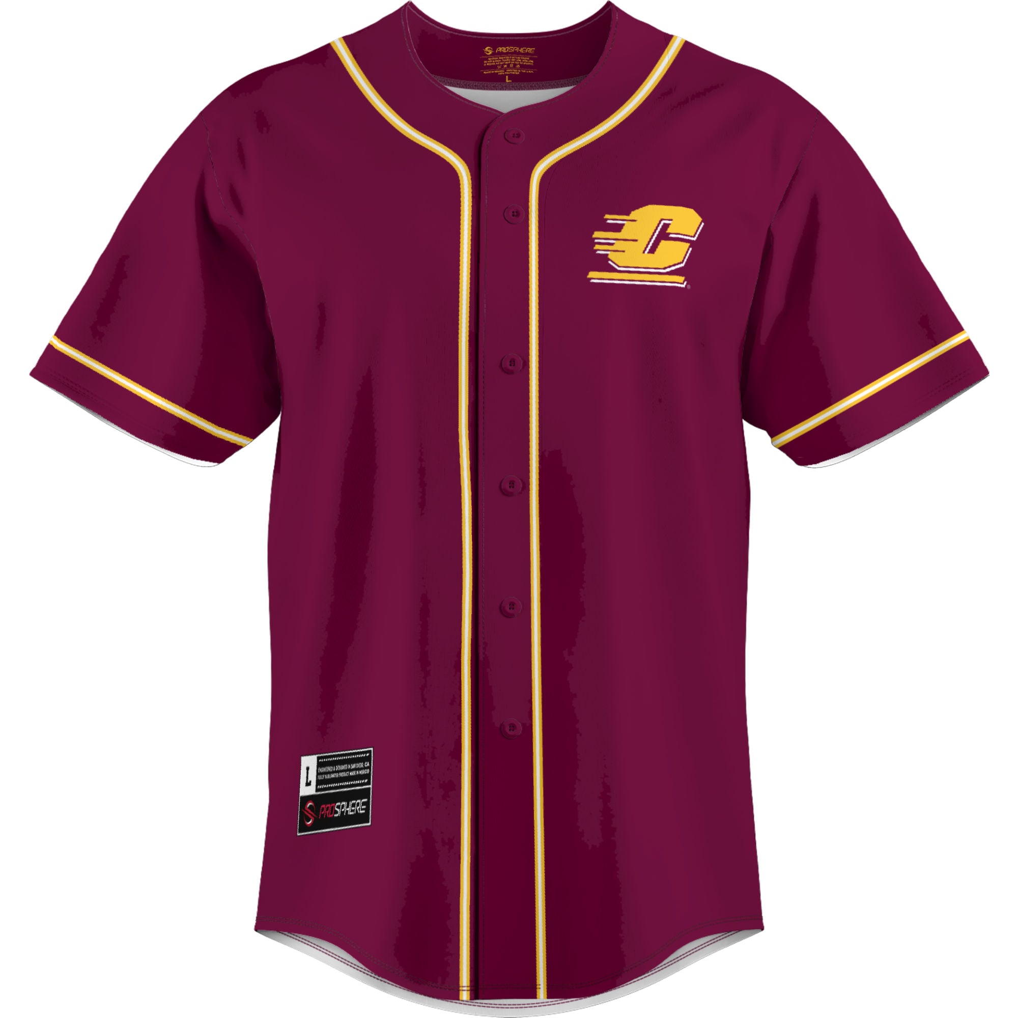 Central Michigan Chippewas Lightweight Baseball Jersey Maroon - front view