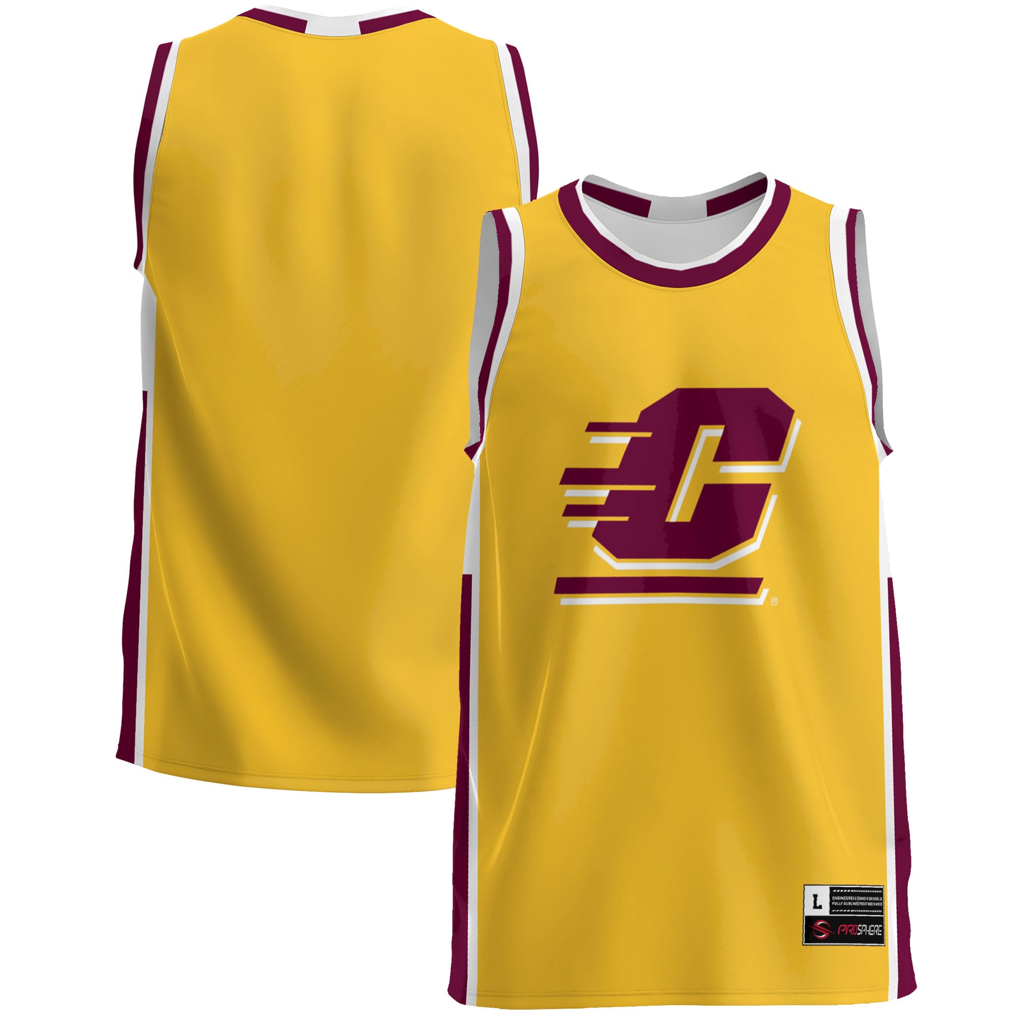 Central Michigan Chippewas Lightweight Basketball Jersey Maroon - front and back view
