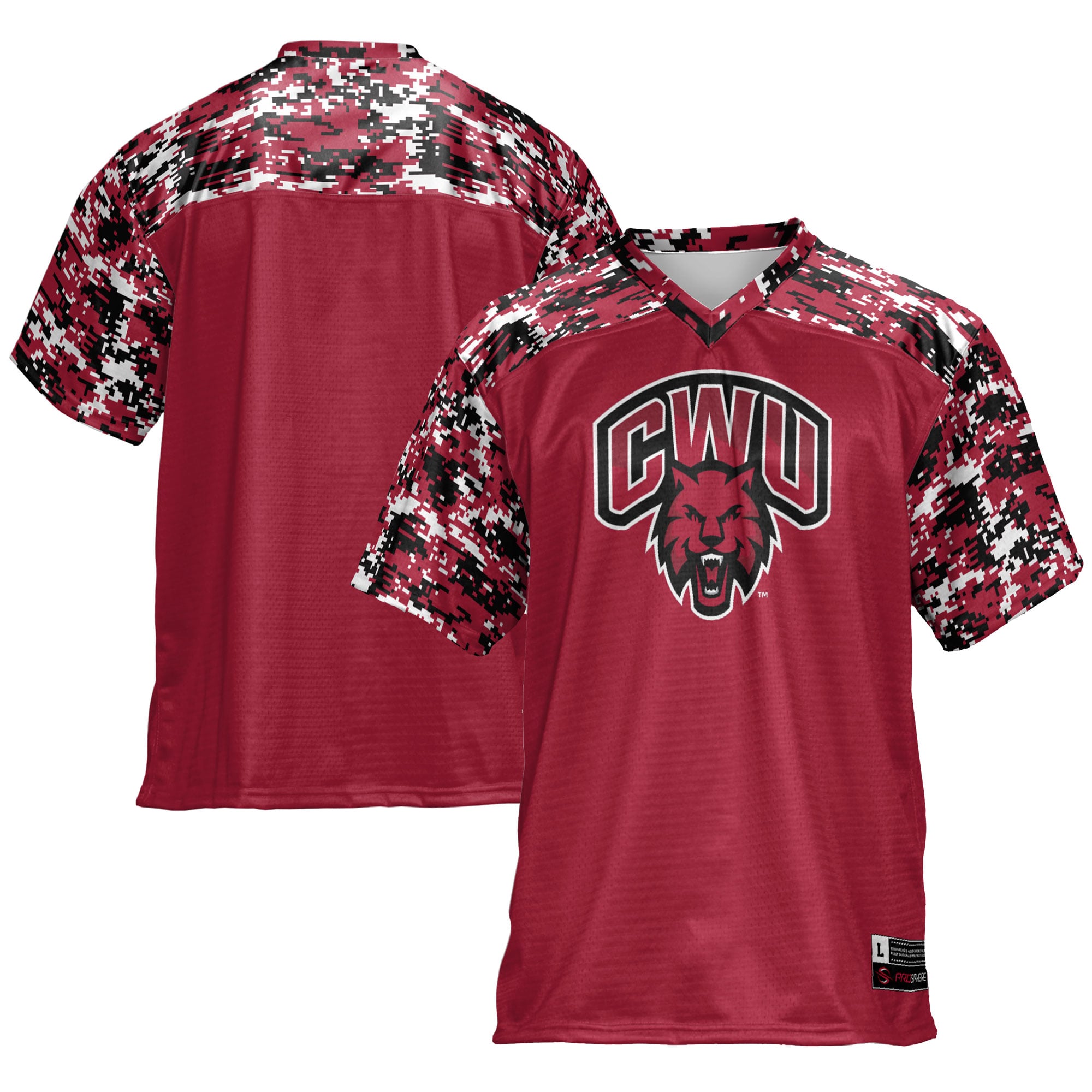 Central Washington Wildcats Football Jersey Crimson - front and back view