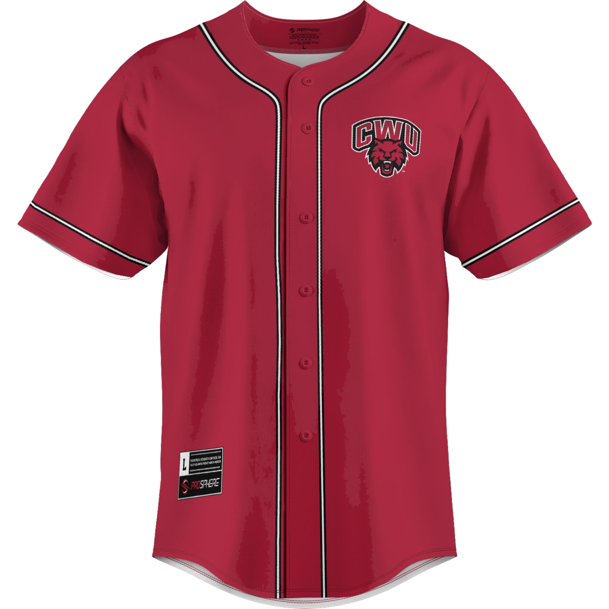 Central Washington Wildcats Lightweight Baseball Jersey Crimson - front view