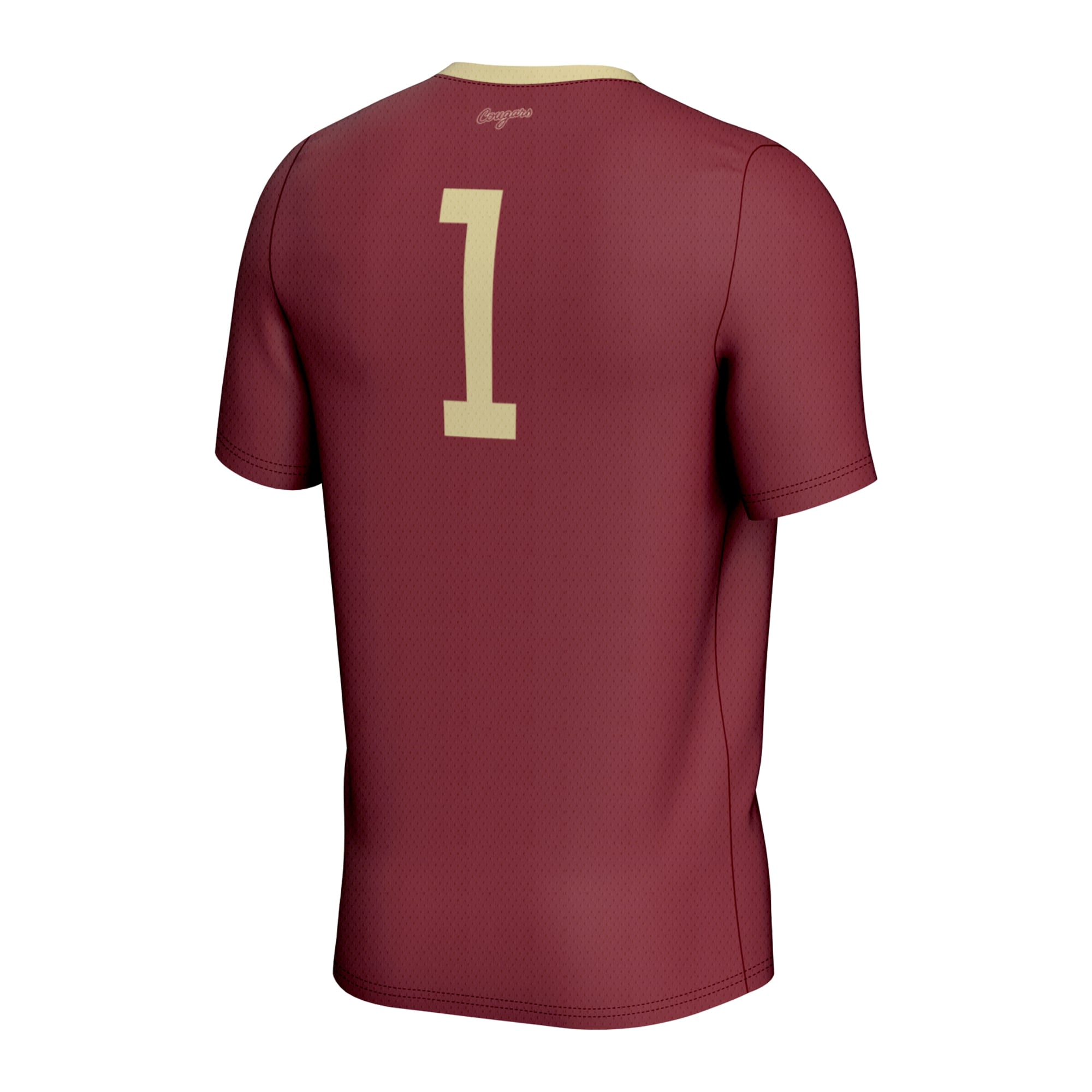 #1 Charleston Cougars Lightweight Soccer Jersey Maroon - back view