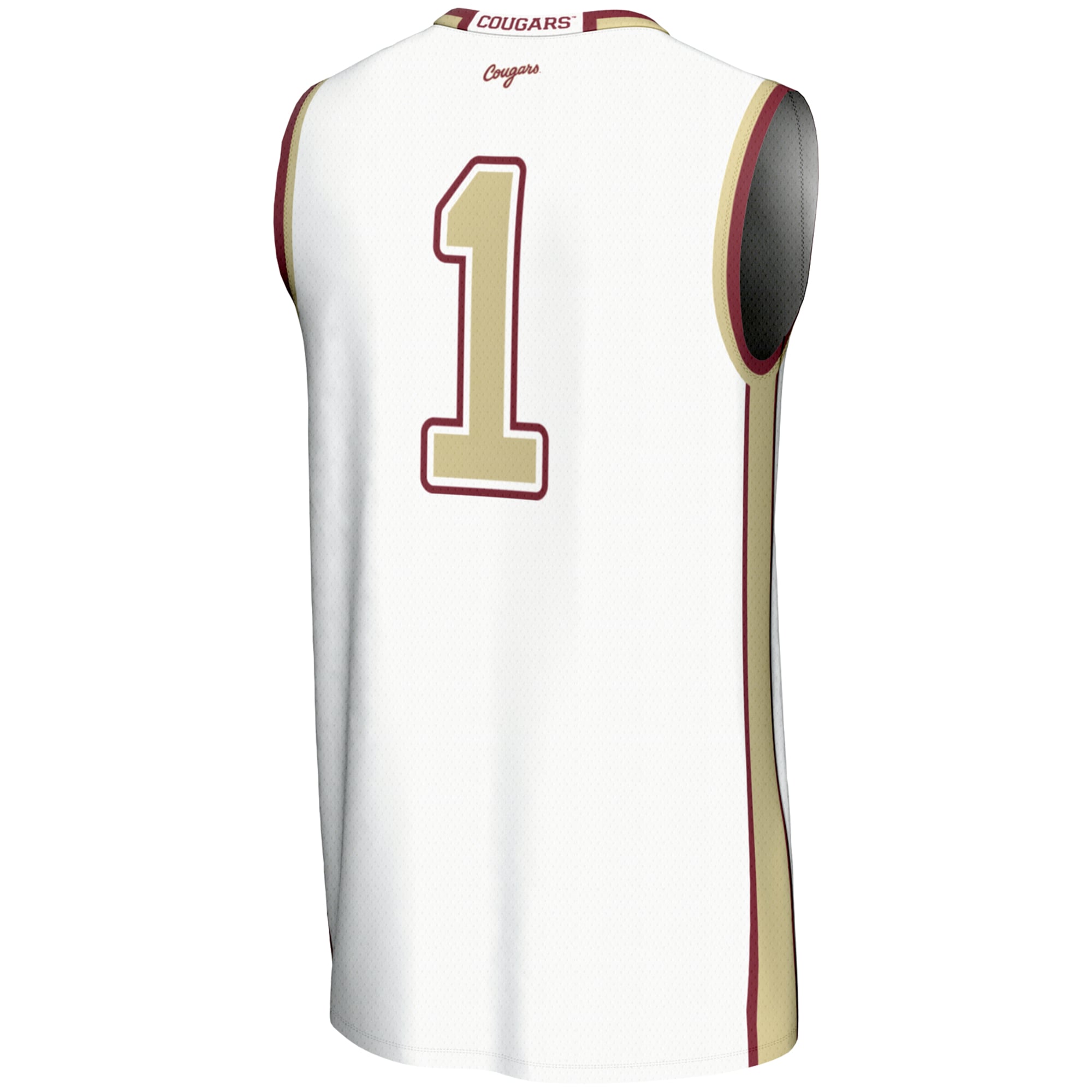Charleston Cougars Unisex #1 Basketball Jersey White - back view