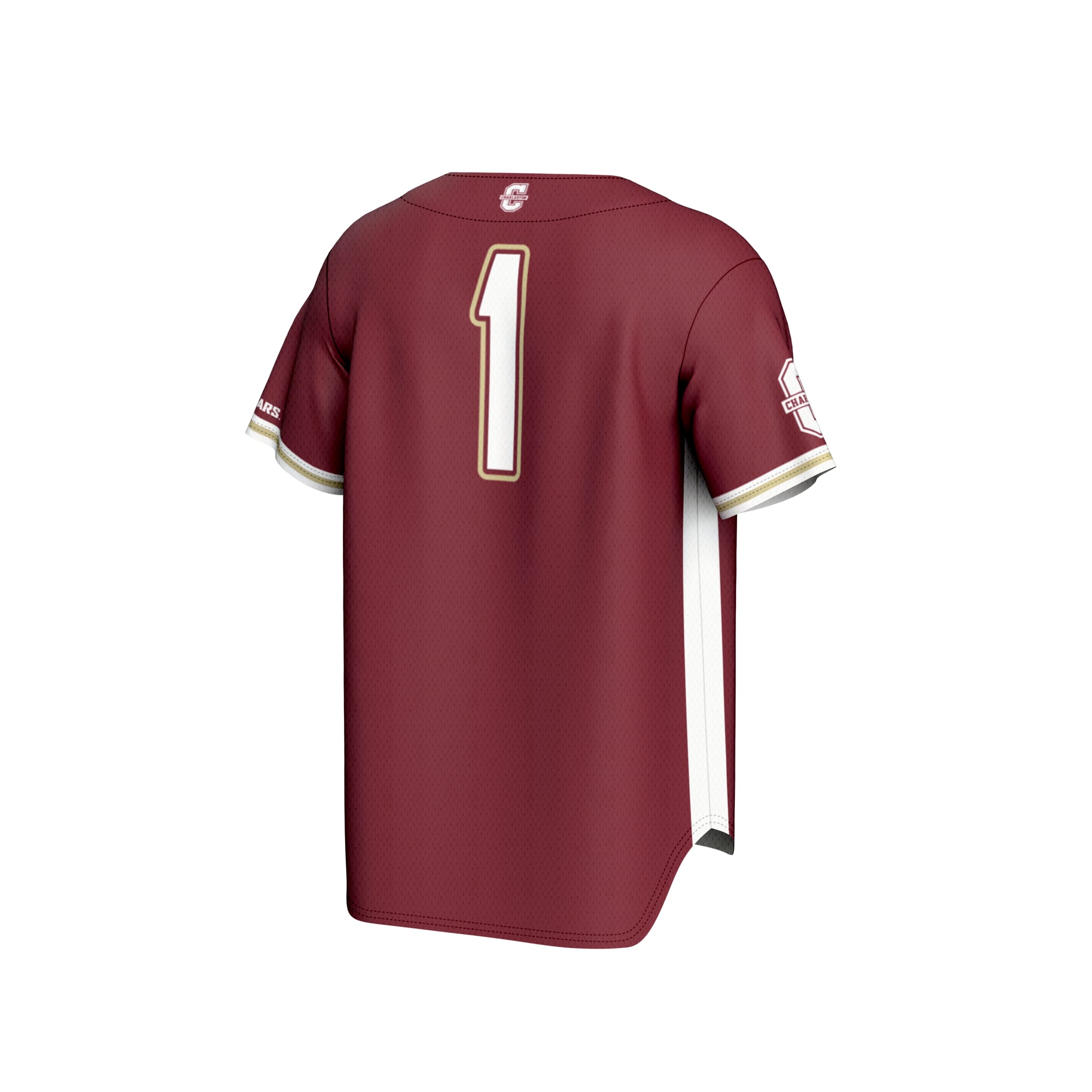 #1 Charleston Cougars Unisex Lightweight Baseball Fashion Jersey Maroon - back view