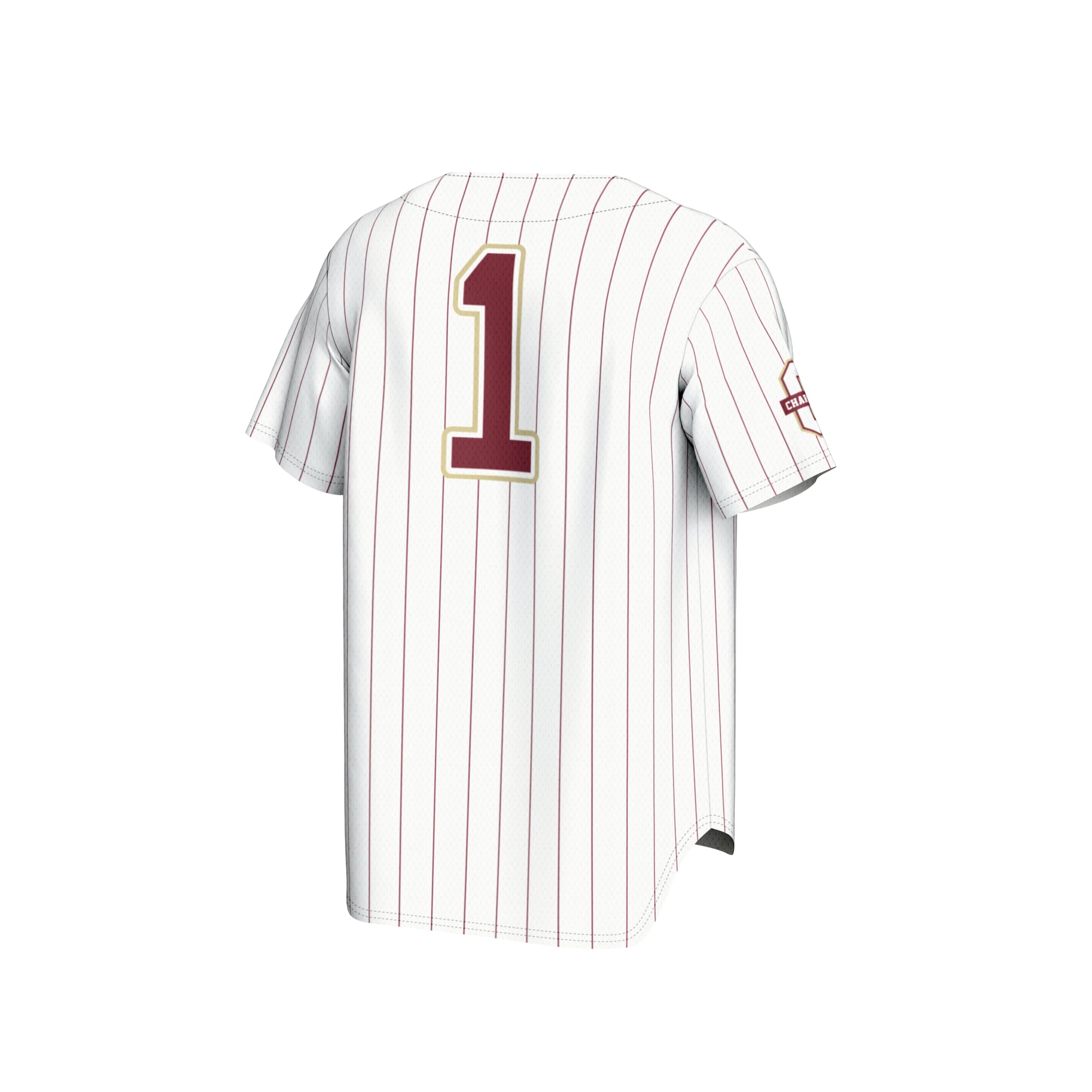 #1 Charleston Cougars Unisex Lightweight Baseball Fashion Jersey White - back view
