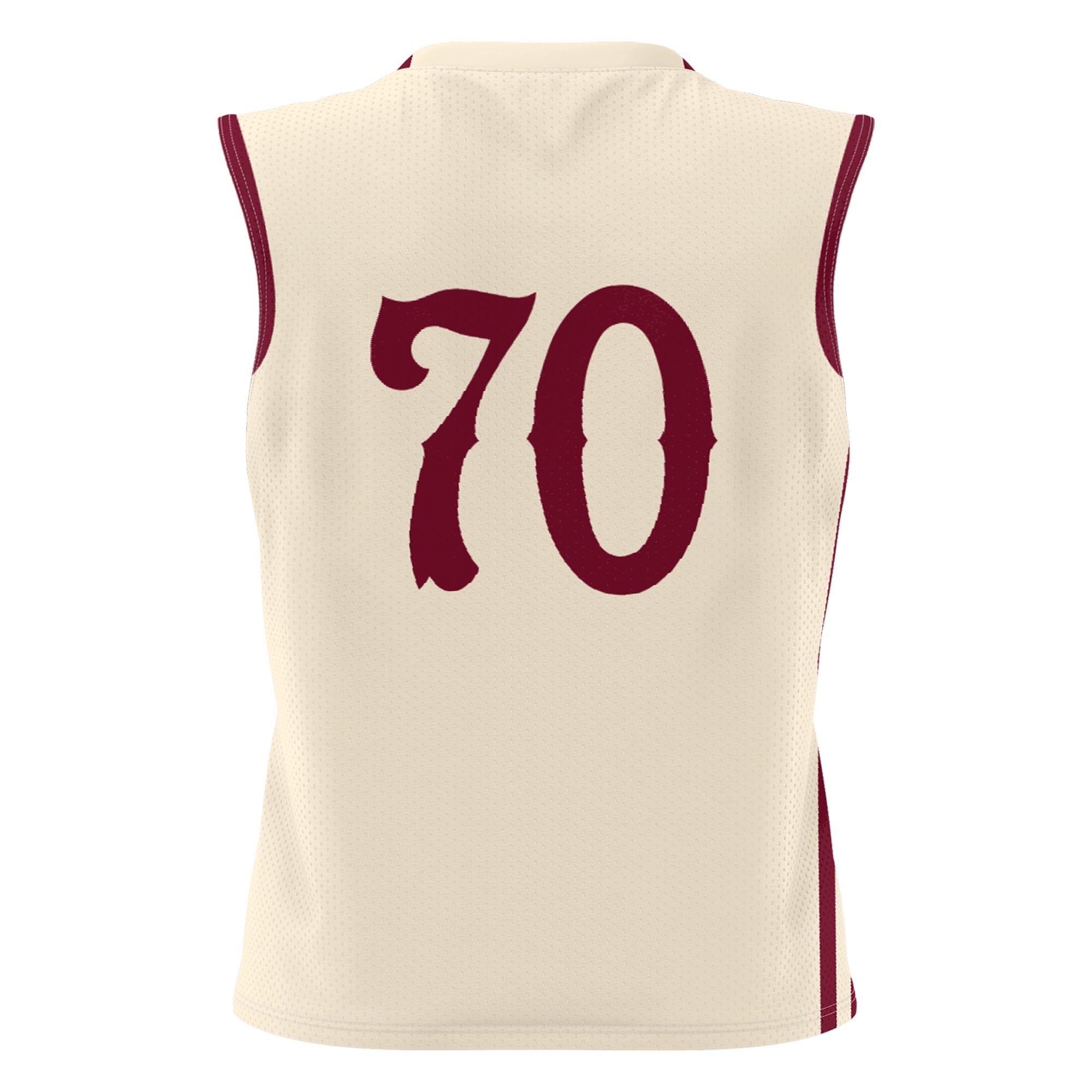 #70 Charleston Cougars Unisex Lightweight Basketball Jersey Cream - back view