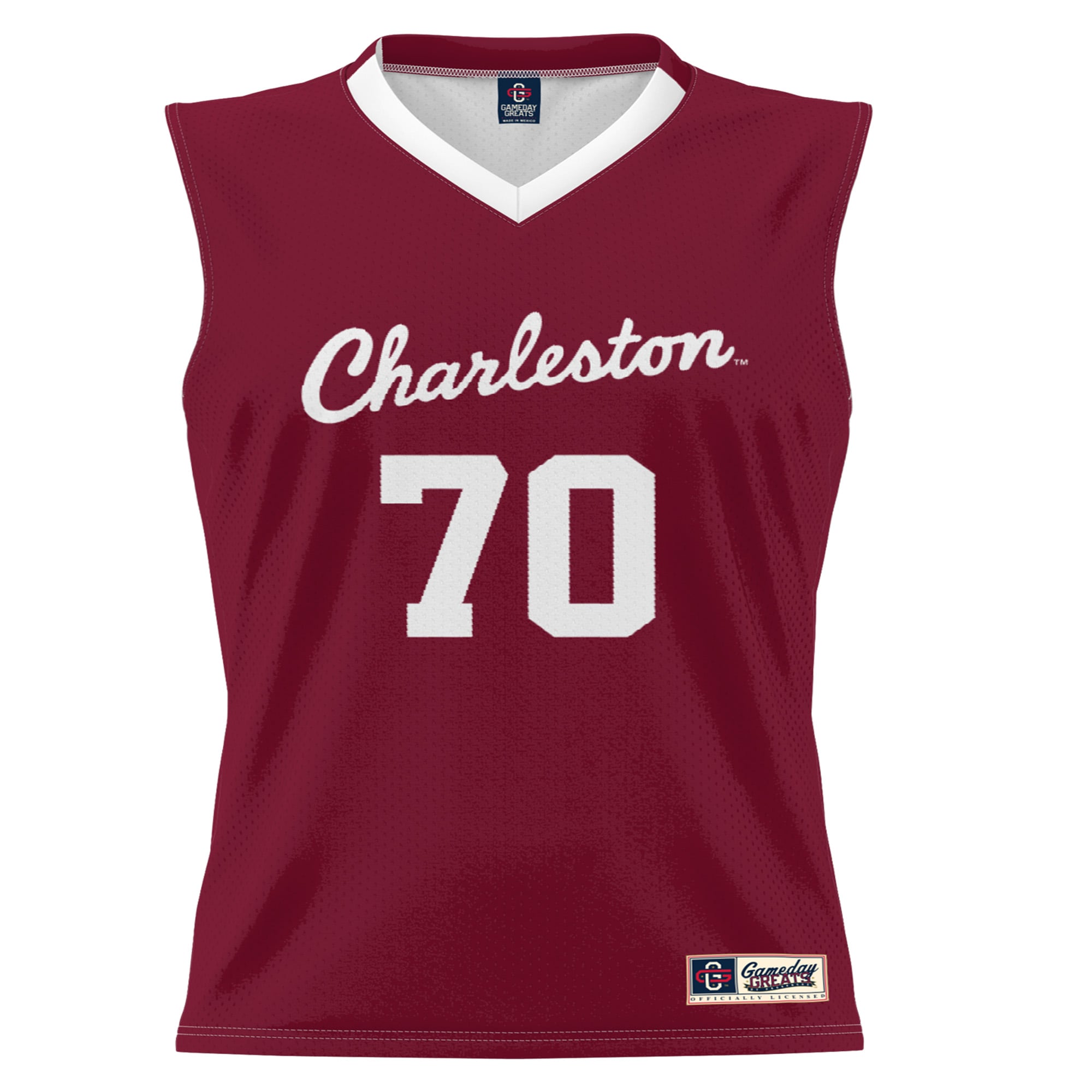 #70 Charleston Cougars Unisex Lightweight Basketball Jersey Crimson - front view