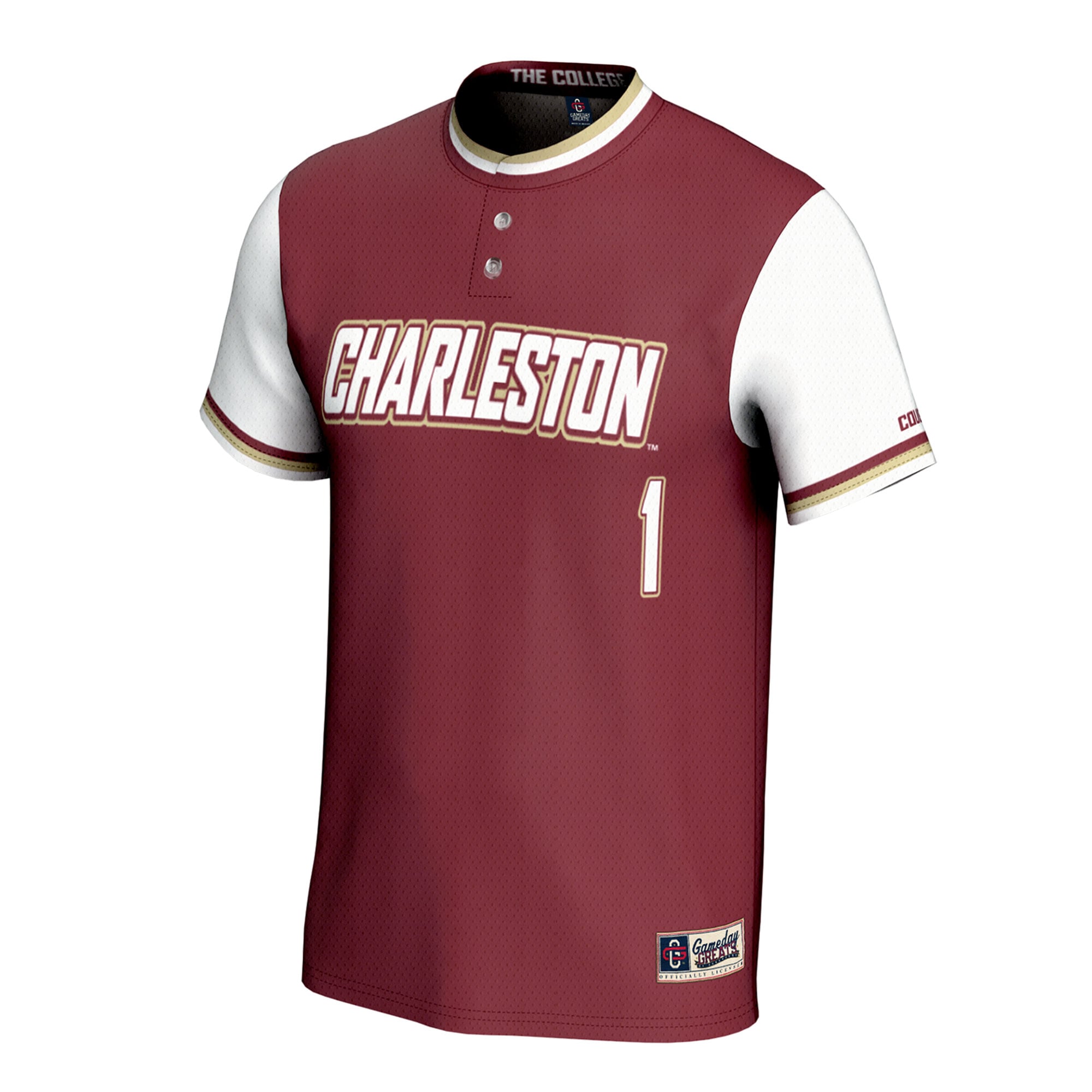 Charleston Cougars Unisex Lightweight Collegiate Softball Fashion Jersey Maroon - front view