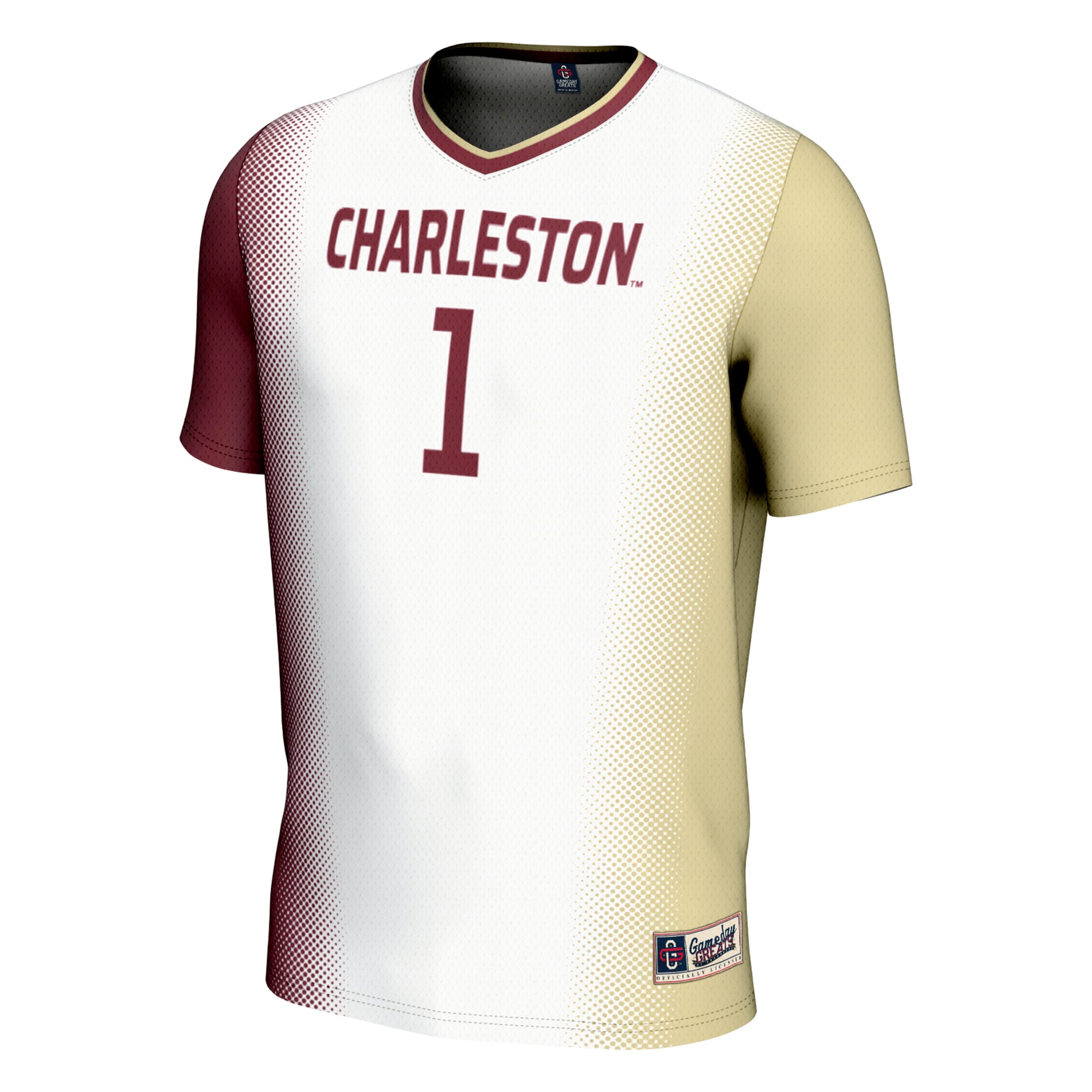 #1 Charleston Cougars Unisex Lightweight Soccer Jersey White - back view