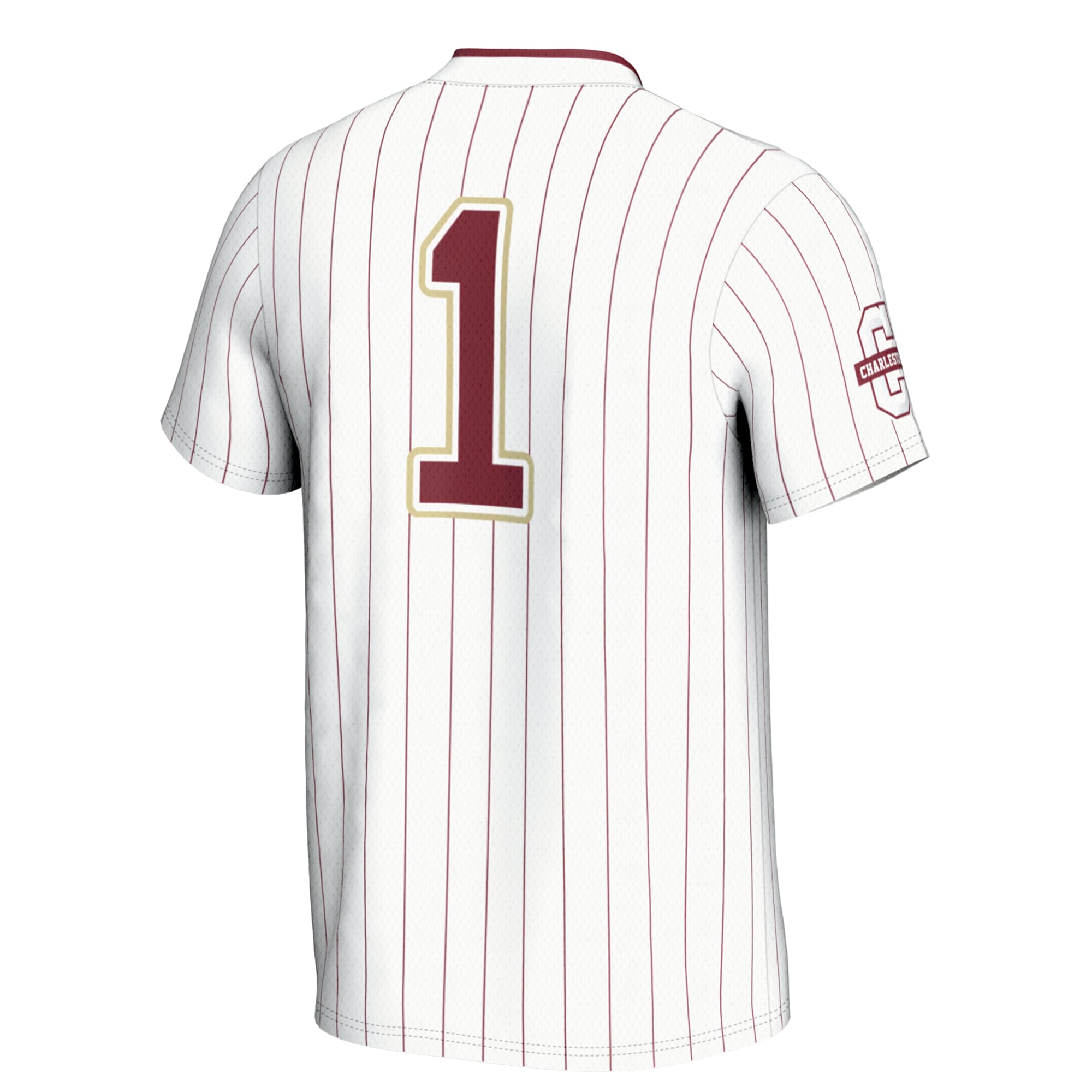 #1 Charleston Cougars Unisex Lightweight Softball Jersey White - back view