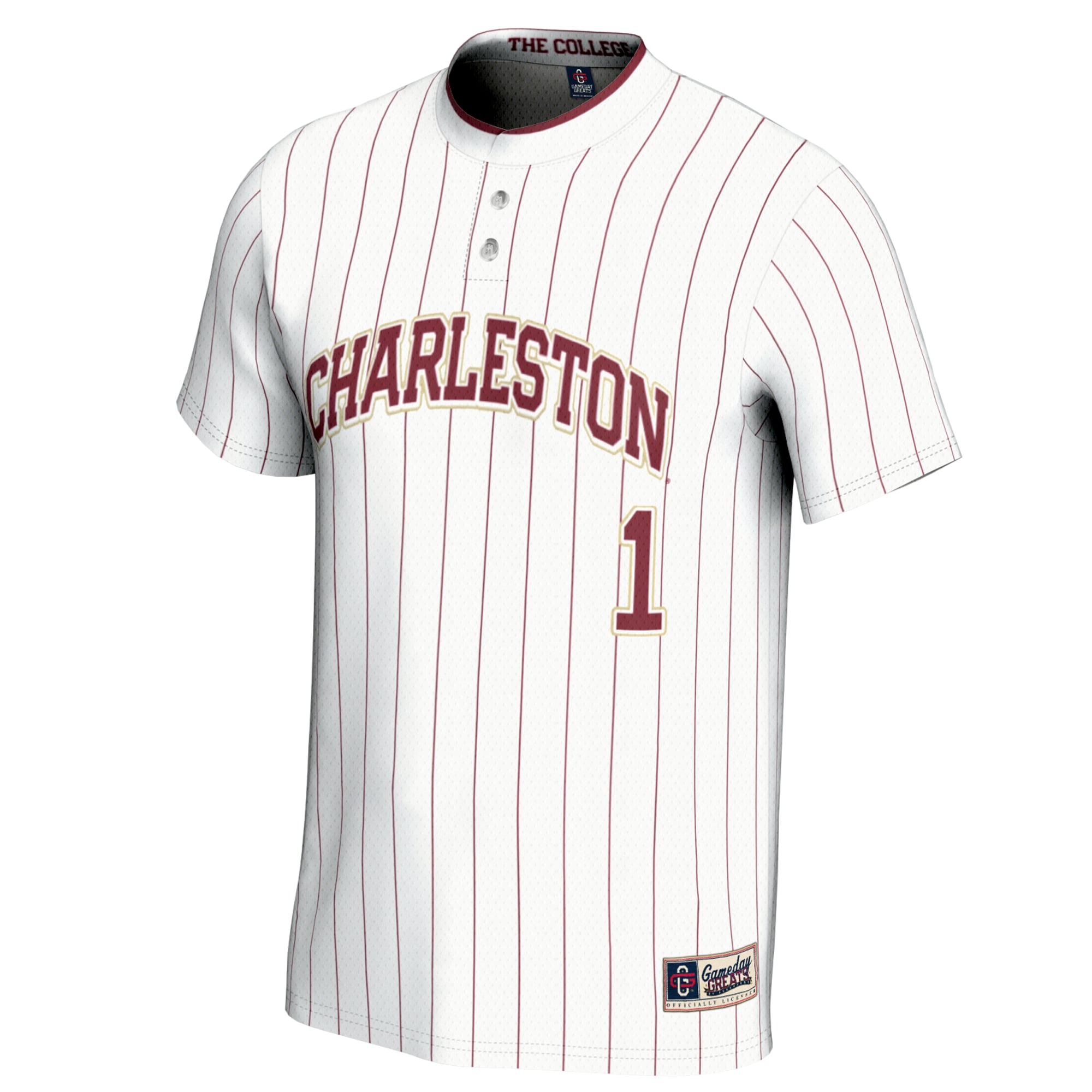 #1 Charleston Cougars Unisex Lightweight Softball Jersey White - front view