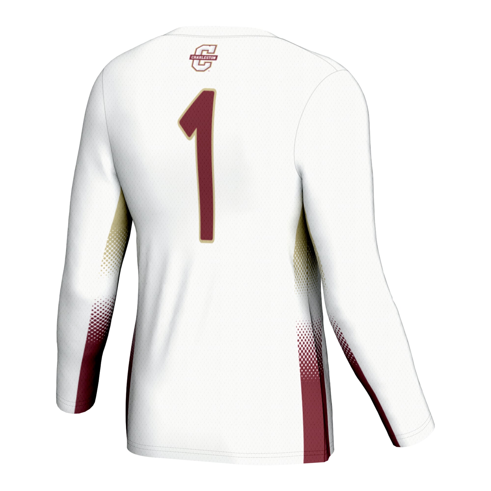 #1 Charleston Cougars Unisex Lightweight Volleyball Jersey White - back view