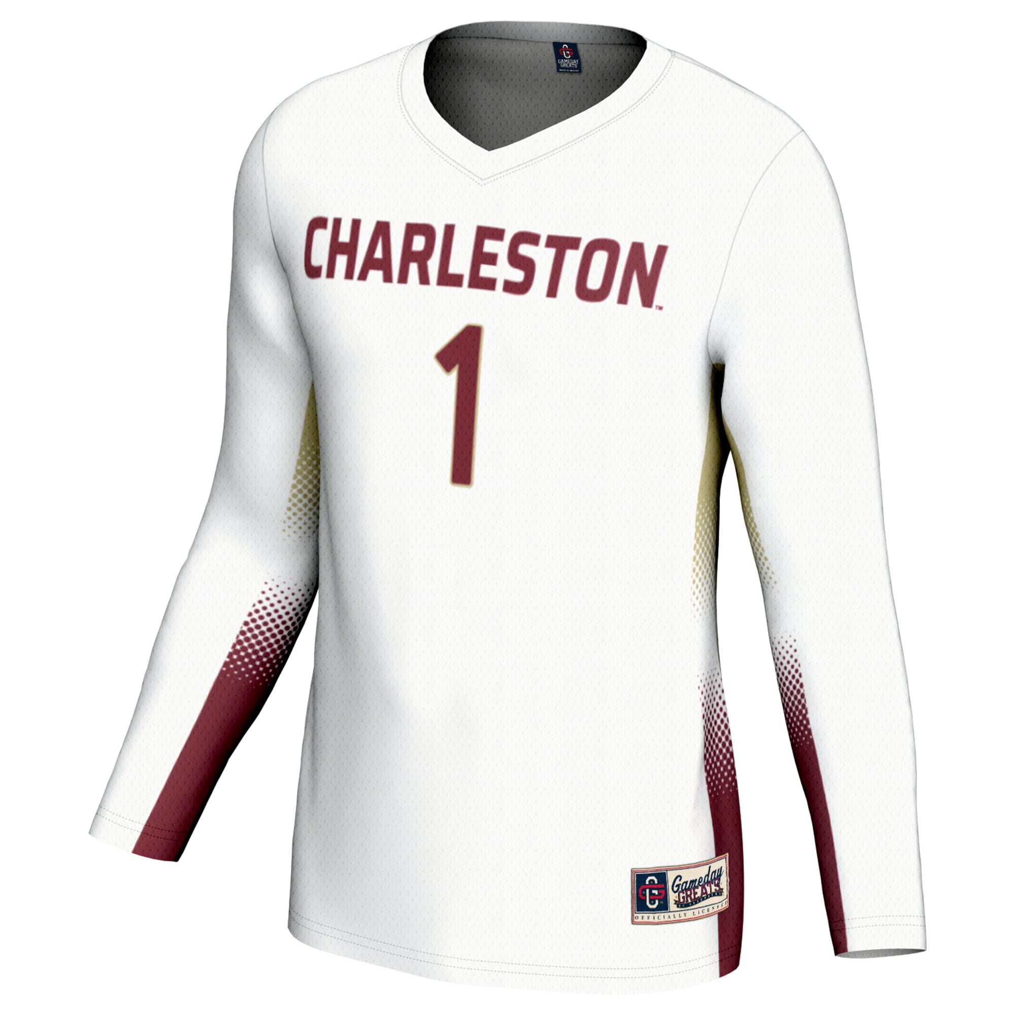 #1 Charleston Cougars Unisex Lightweight Volleyball Jersey White - front view
