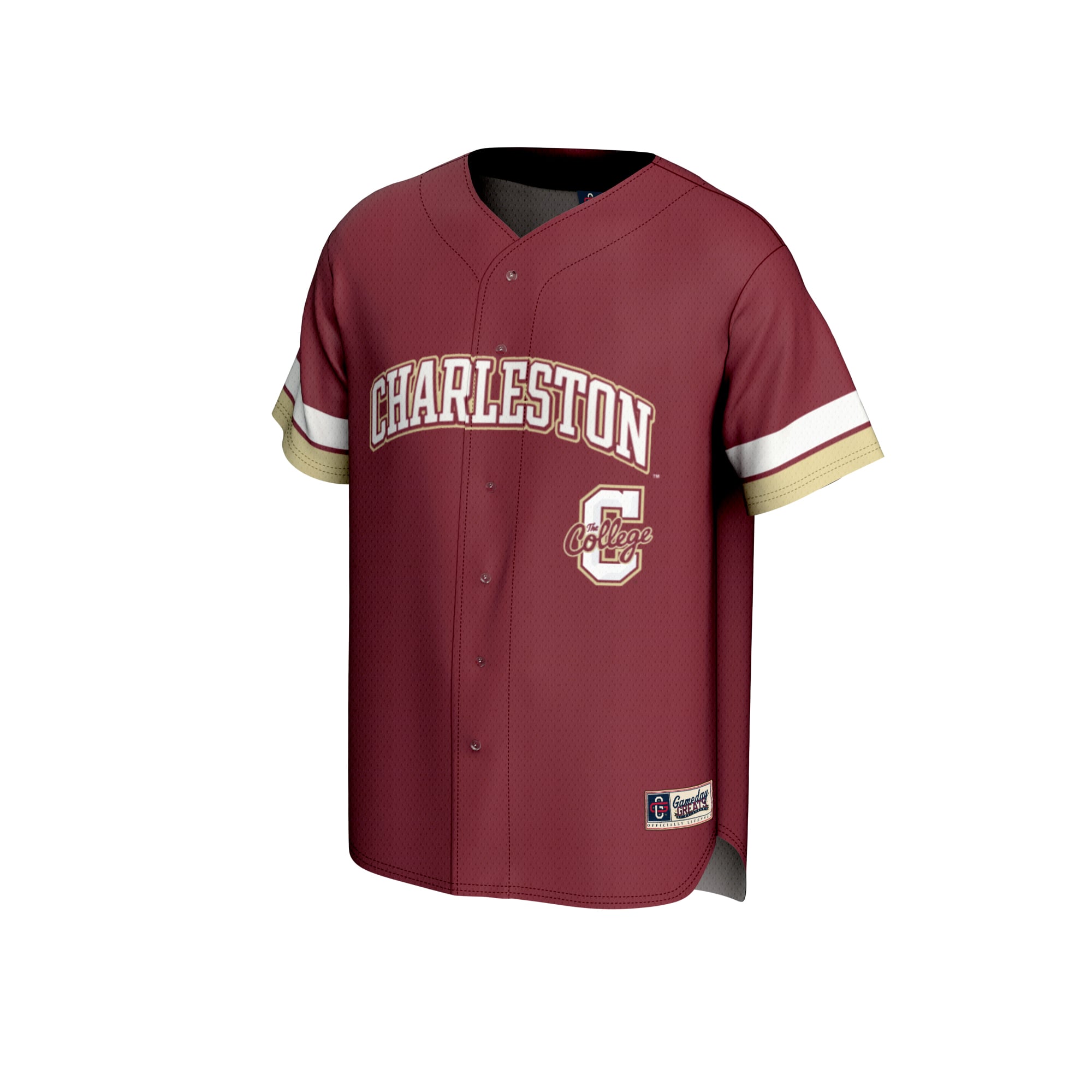 Charleston Cougars Unisex Spirit Baseball Jersey Maroon - front view