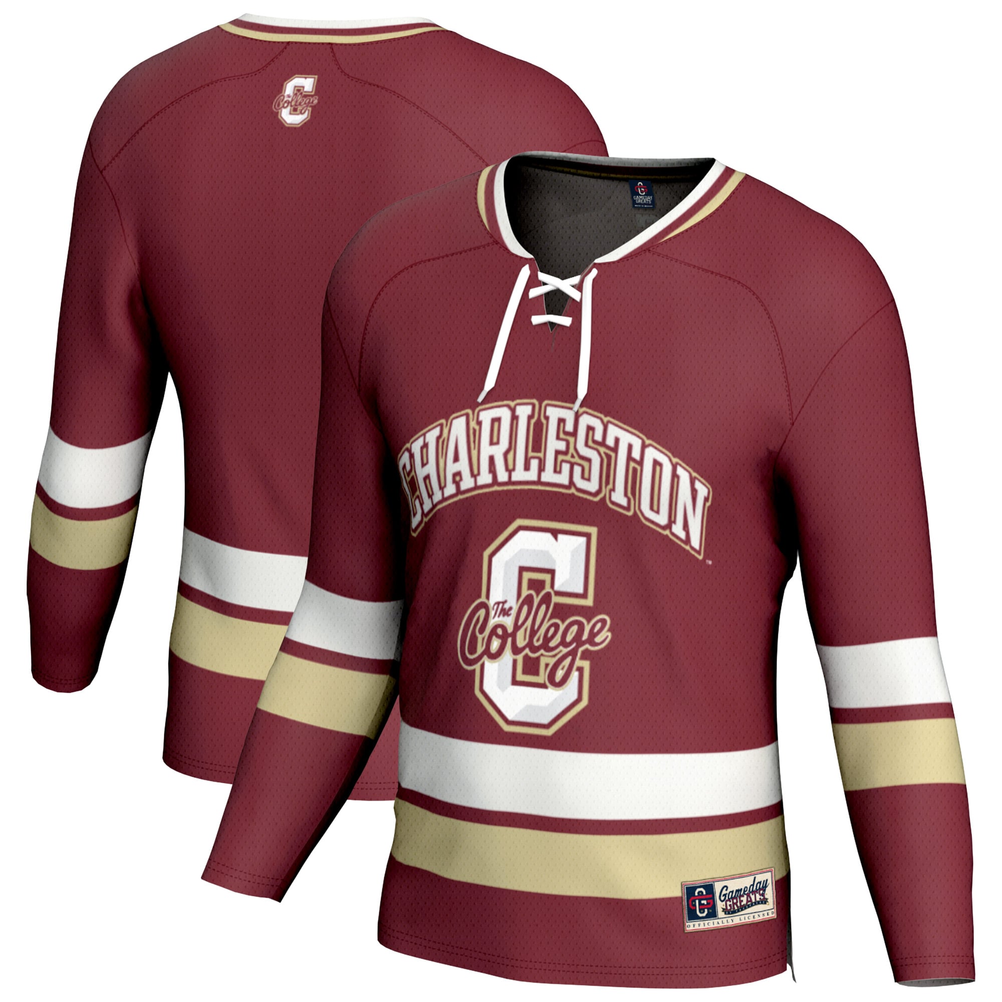 Charleston Cougars Unisex Spirit Hockey Jersey Maroon - front and back view