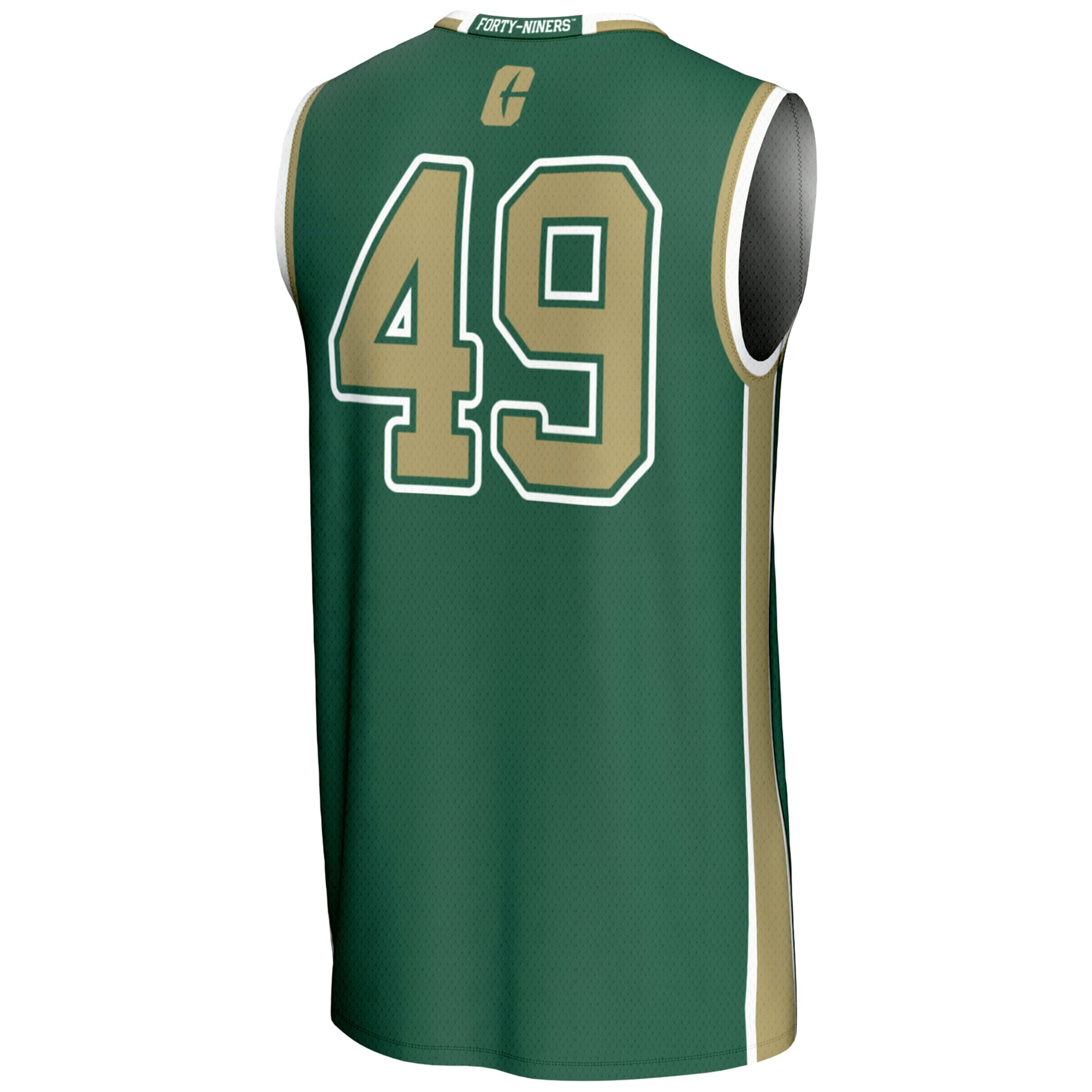 #49 Charlotte 49ers Unisex Lightweight Basketball Jersey Green - back view