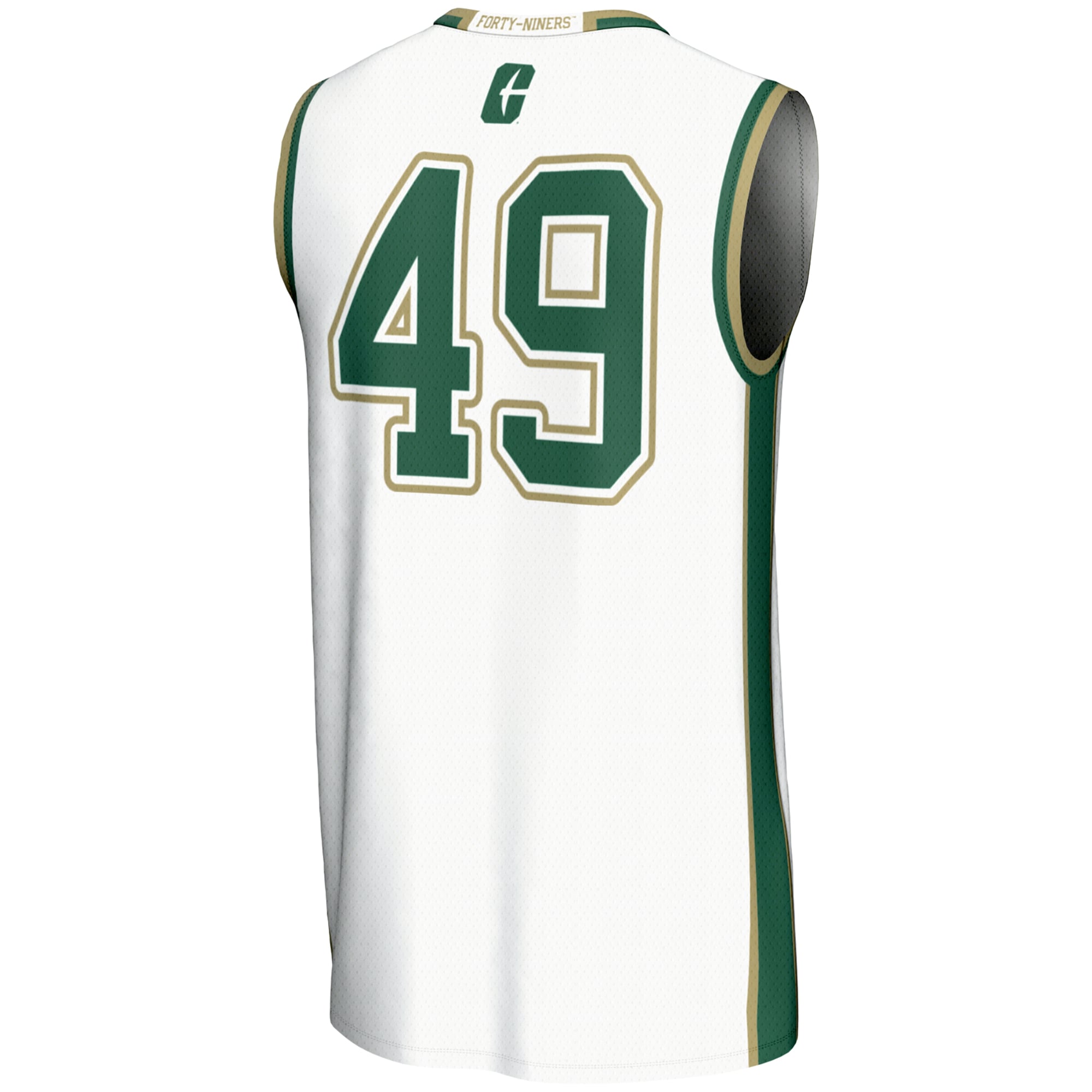 #49 Charlotte 49ers Youth Lightweight Basketball Jersey White - back view